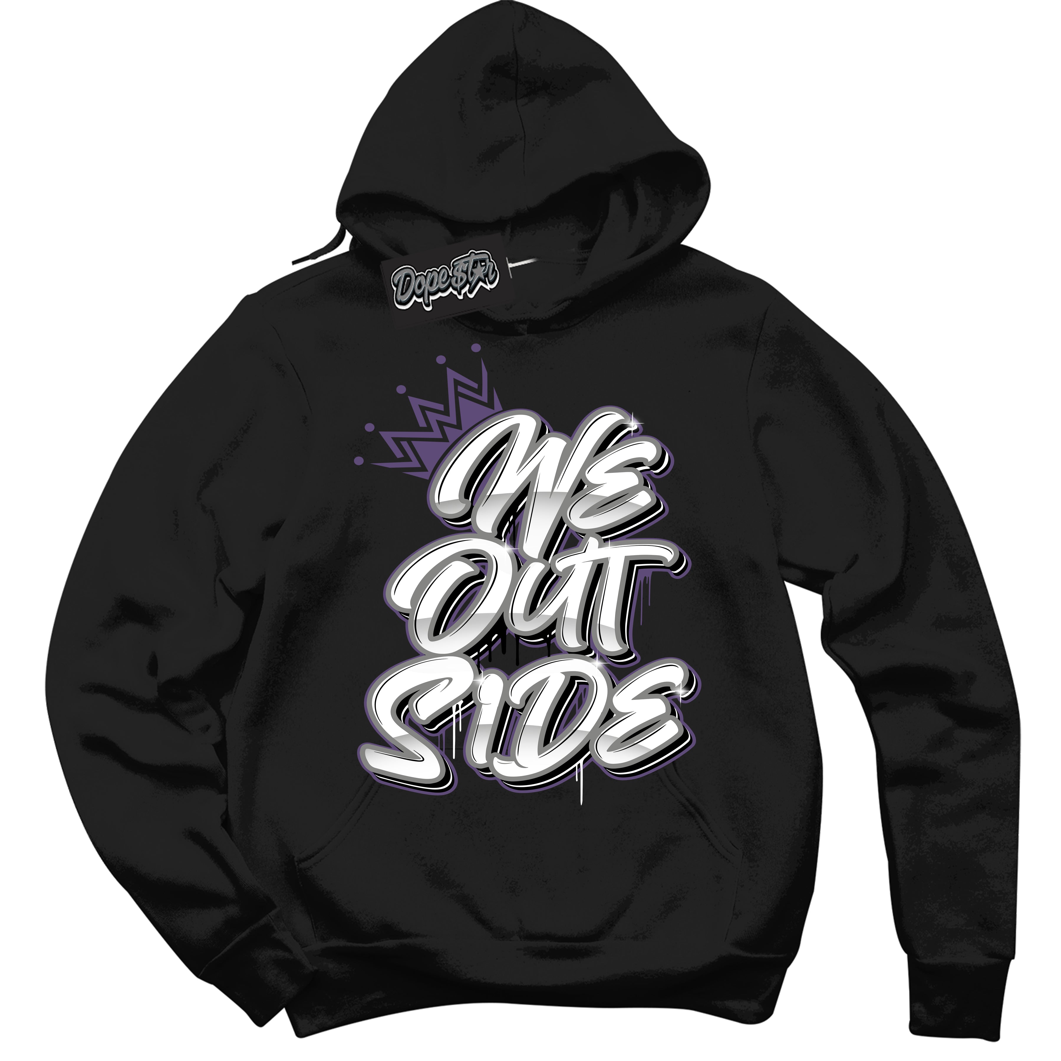 Cool Black Hoodie with “ We Outside ”  design that Perfectly Matches Punk Rock 1s Sneakers.