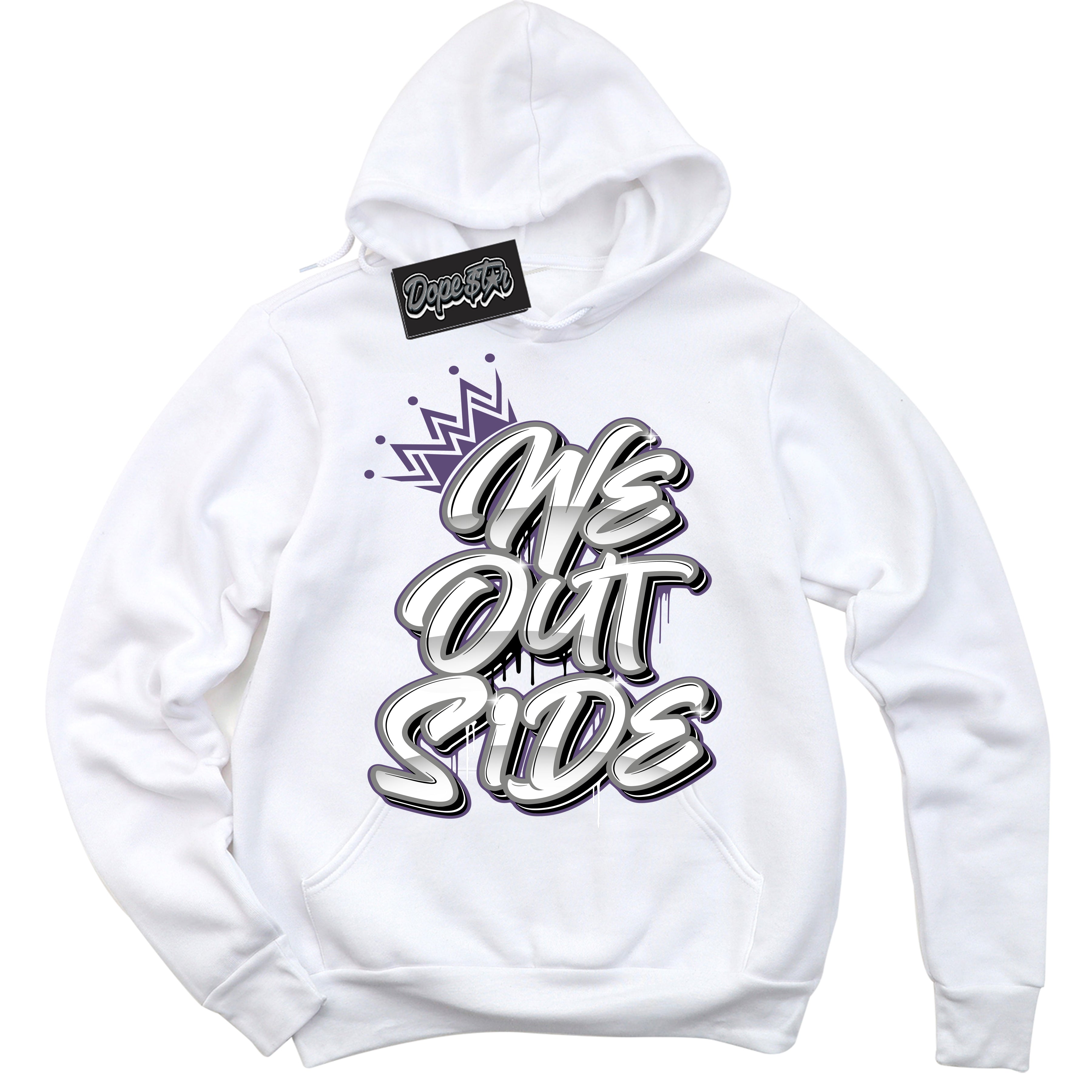 Cool White Hoodie with “ We Outside ”  design that Perfectly Matches Punk Rock 1s Sneakers.