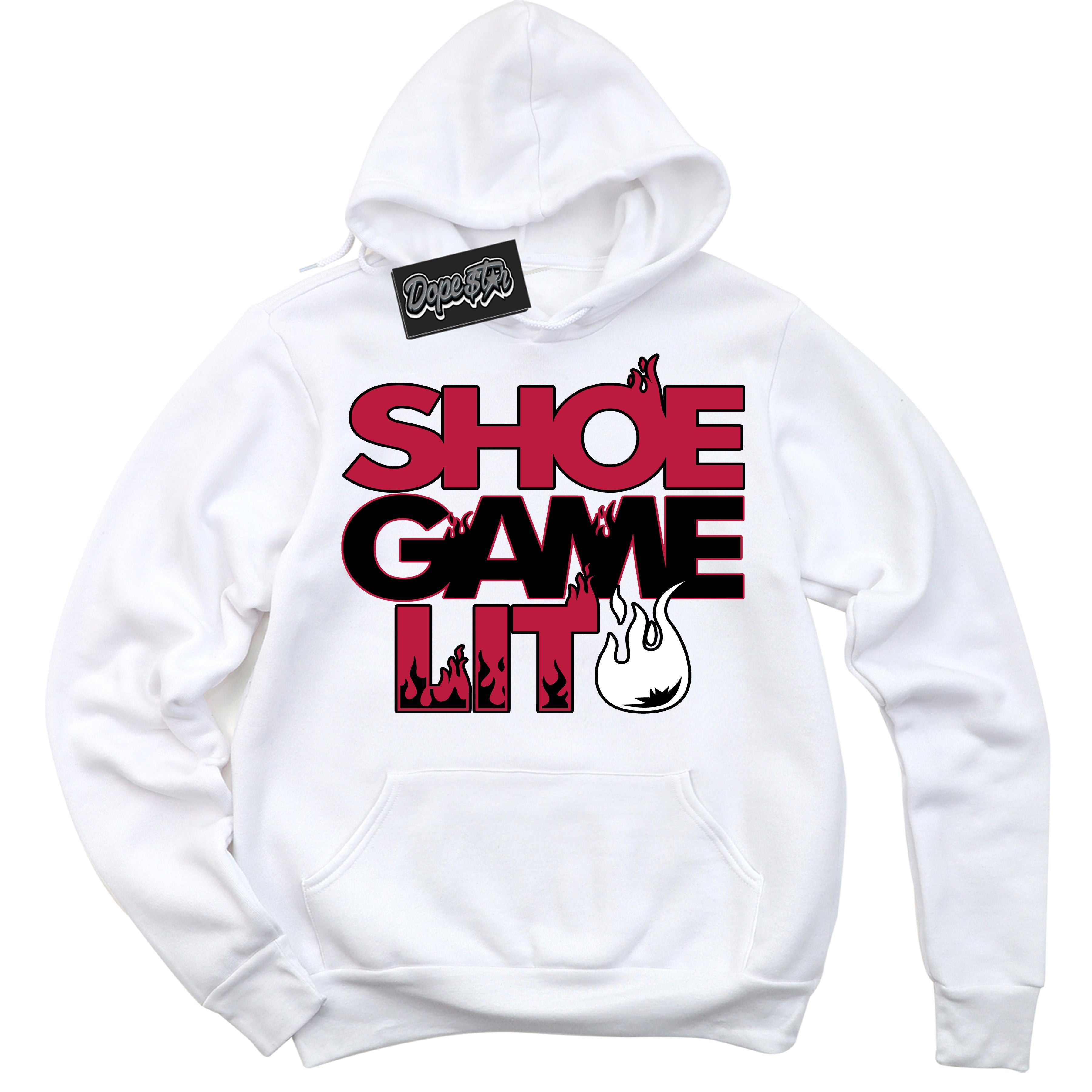 Cool White Hoodie with “ Shoe Game Lit ”  design that Perfectly Matches  Alternate Bred 1s Sneakers.