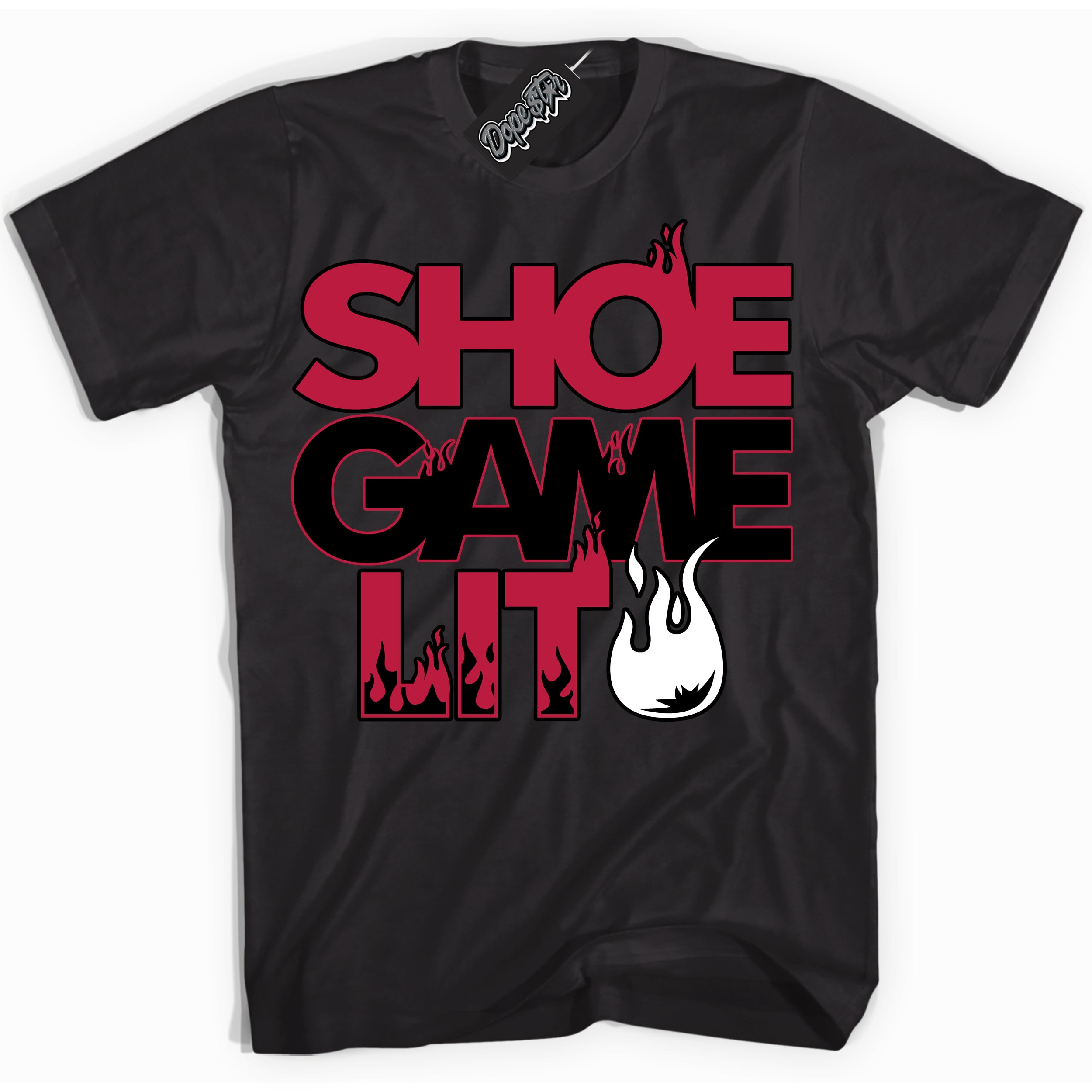 Cool Black Shirt with “ Shoe Game Lit ” design that perfectly matches Alternate Bred 1s Sneakers.