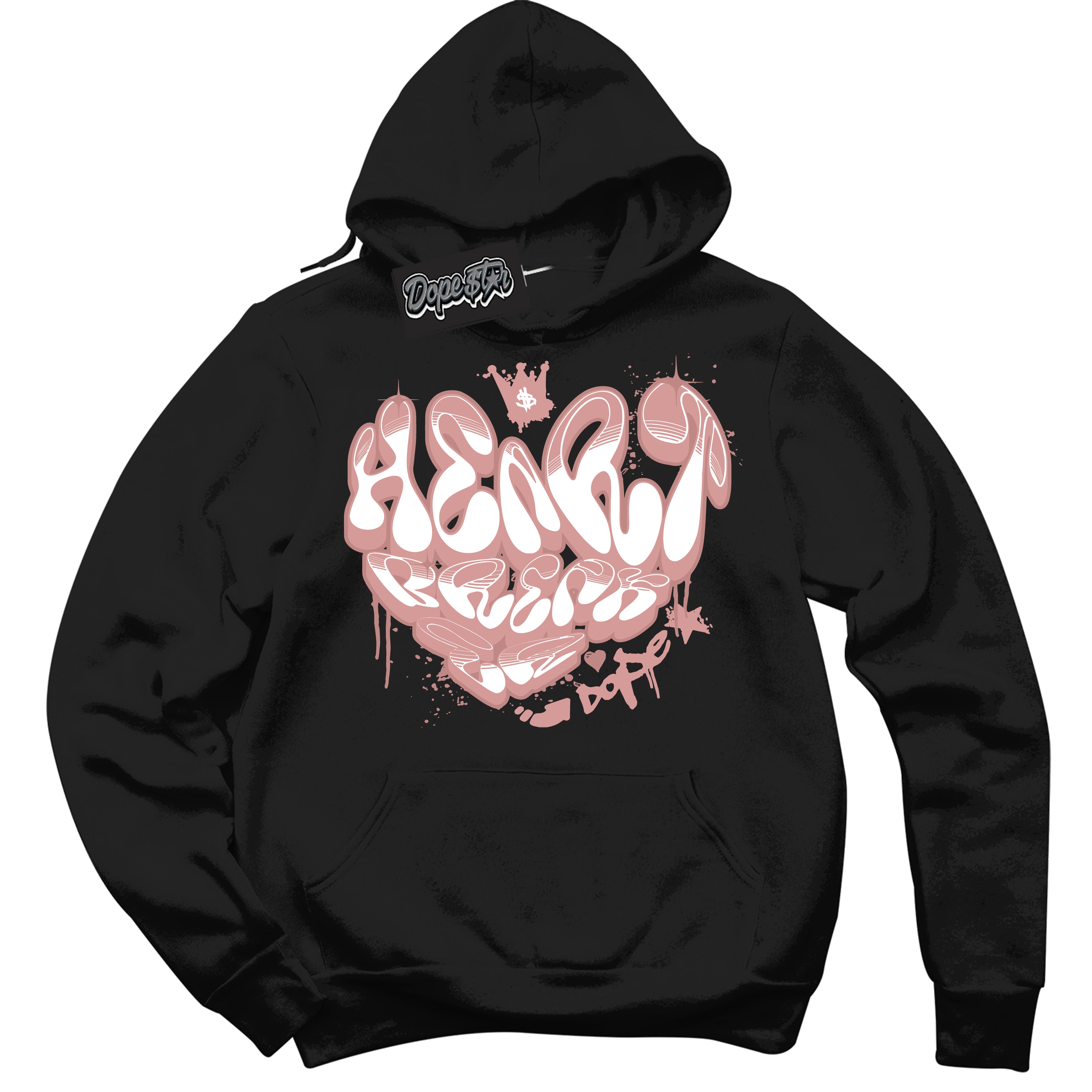 Cool Black Hoodie with “Heartbreaker Graffiti” design that Perfectly Matches Legend Pink 1s Jordans.