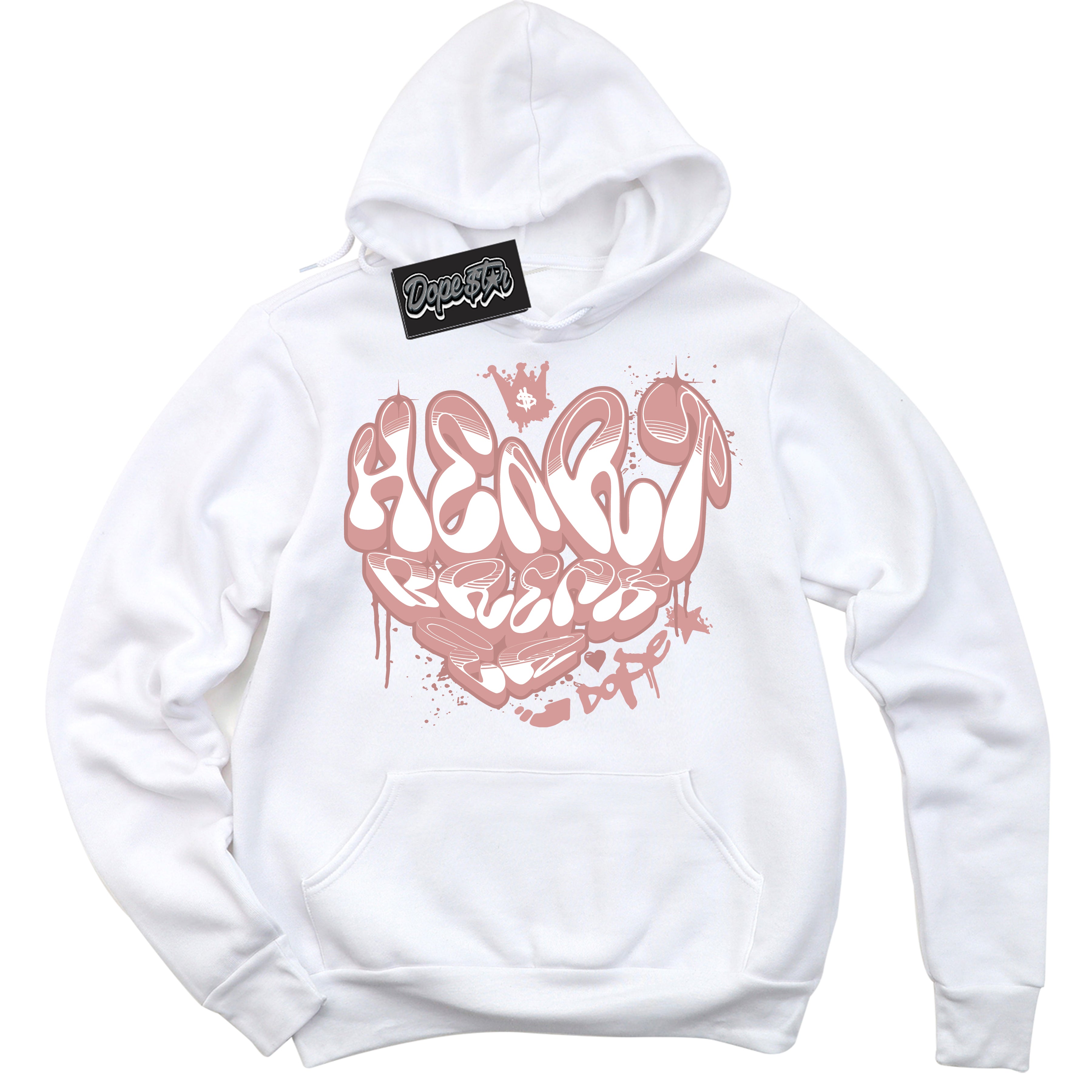 Cool White Hoodie with “Heartbreaker Graffiti” design that Perfectly Matches Legend Pink 1s Jordans.