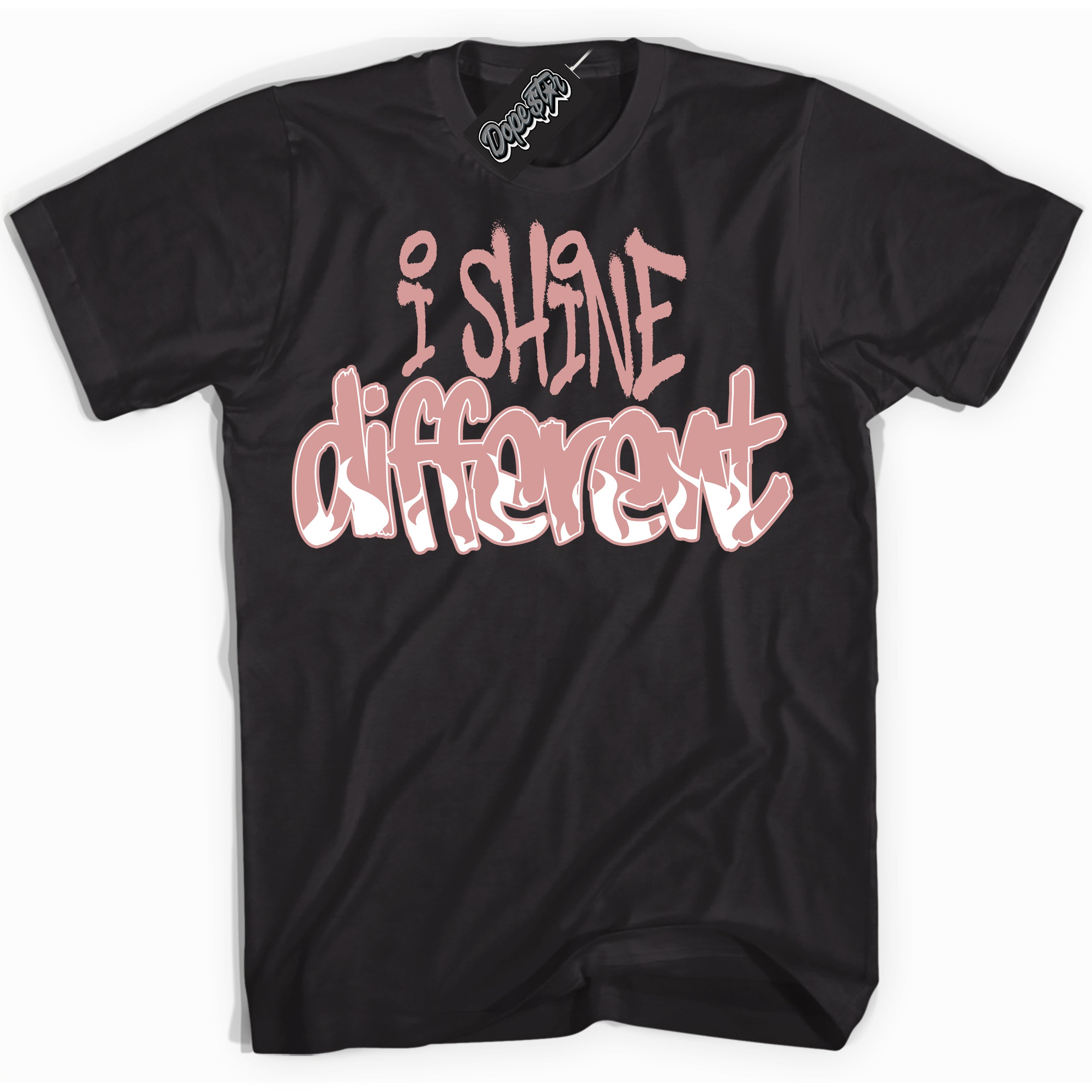 Cool Black Shirt with “I Shine Different” design that perfectly matches the Legend Pink 1s Jordans.