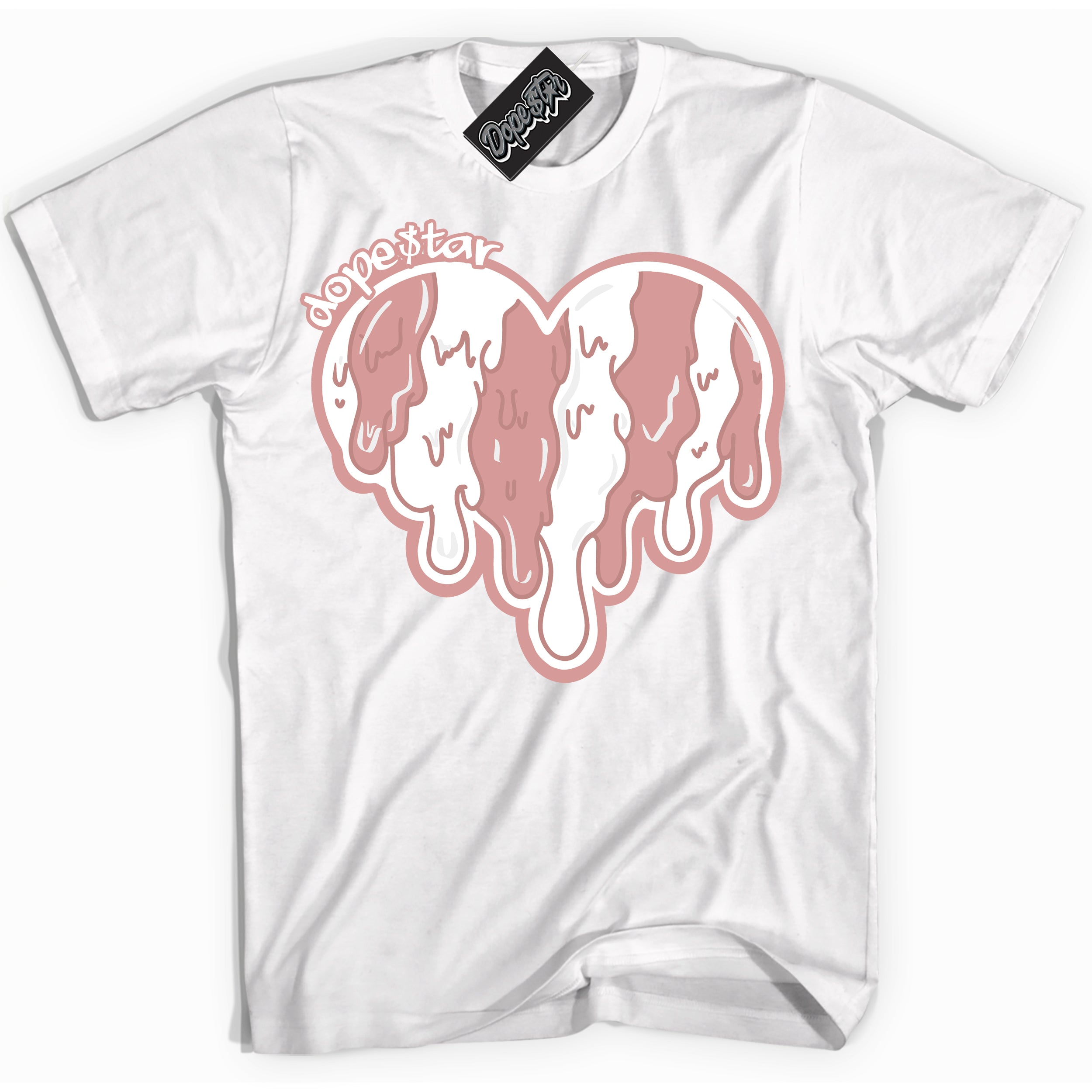 Cool White Shirt with “Melting Heart” design that perfectly matches the Legend Pink 1s Jordans.