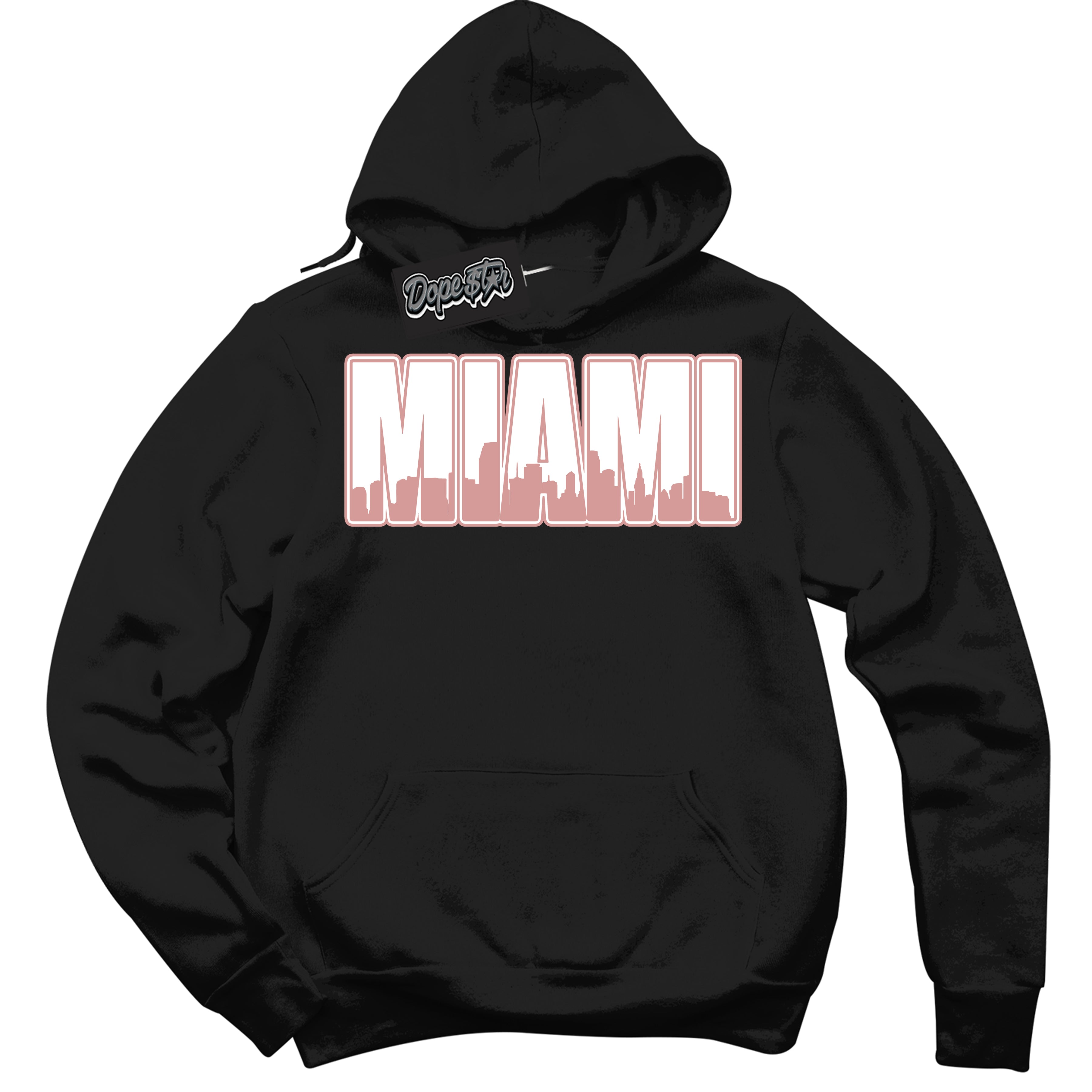 Cool Black Hoodie with “Miami” design that Perfectly Matches Legend Pink 1s Jordans.