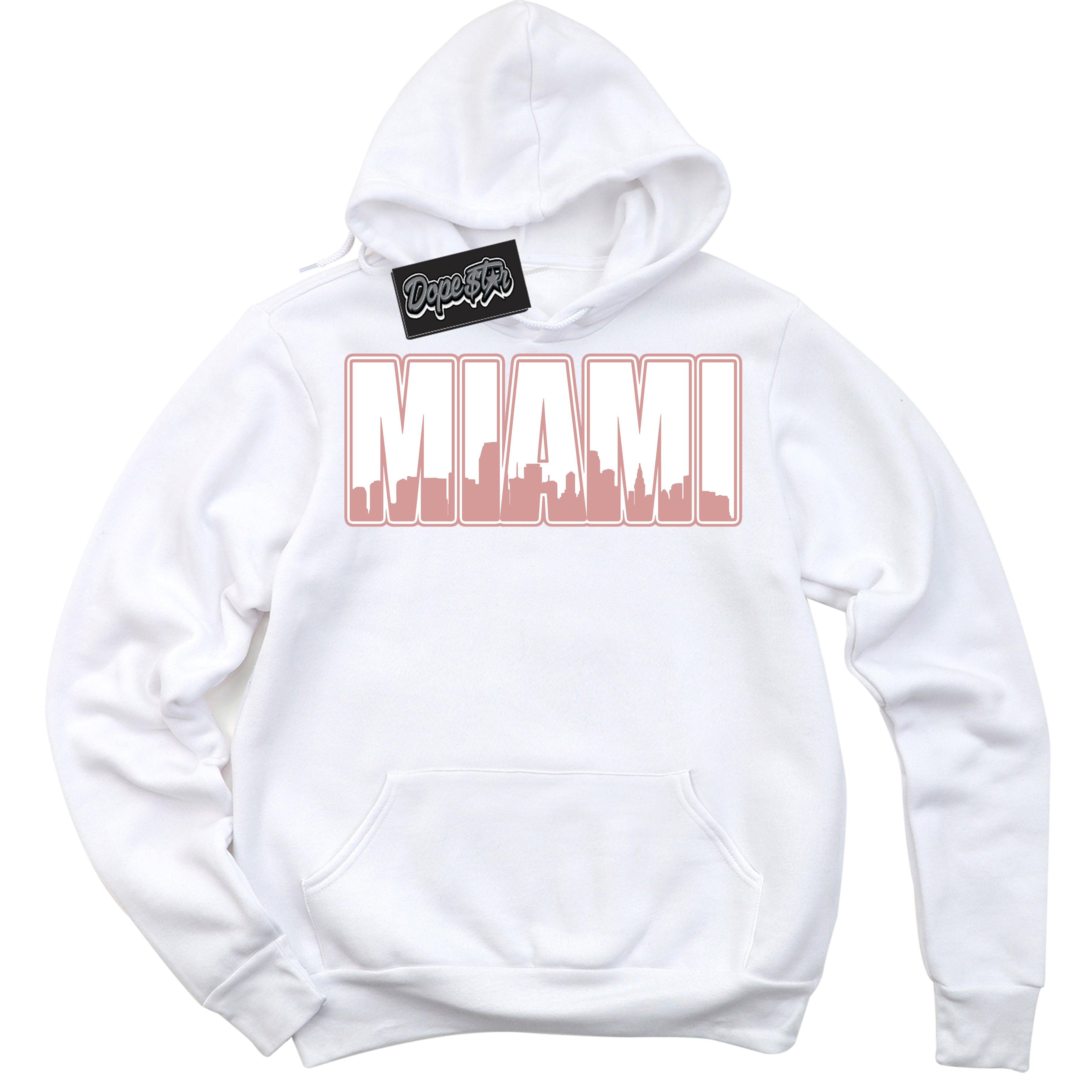 Cool White Hoodie with “Miami” design that Perfectly Matches Legend Pink 1s Jordans.