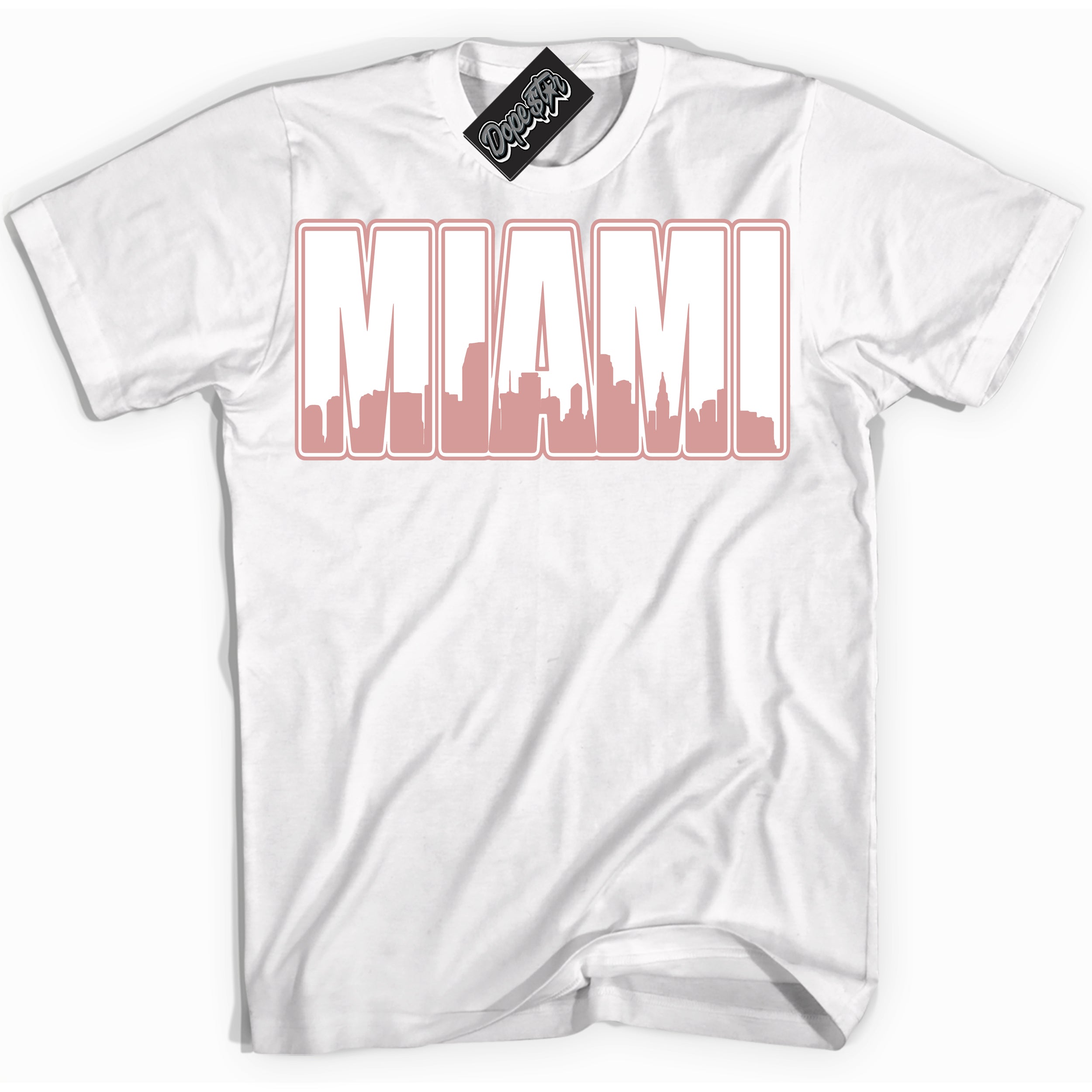 Cool White Shirt with “Miami” design that perfectly matches the Legend Pink 1s Jordans.