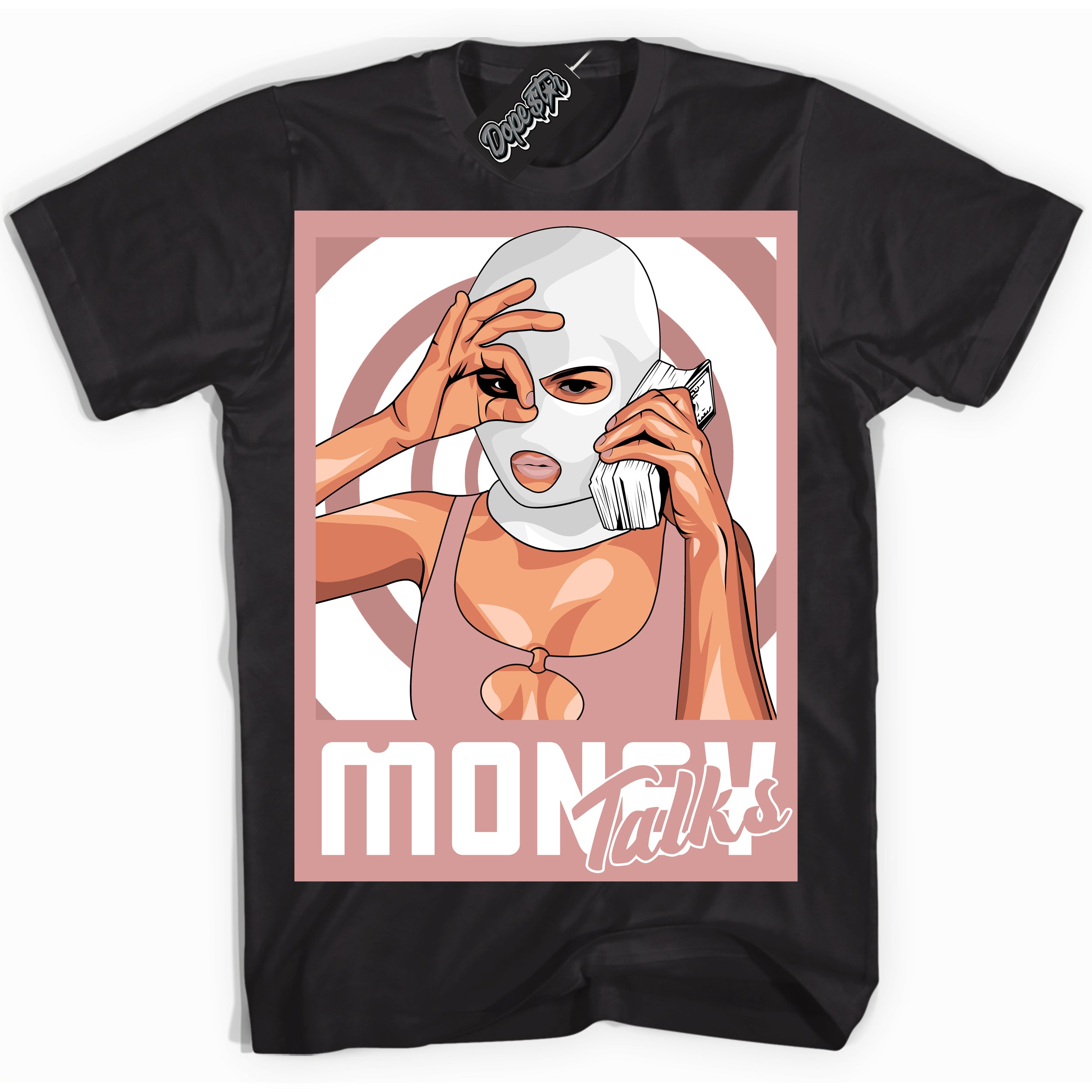 Cool Black Shirt with “Money Talks” design that perfectly matches the Legend Pink 1s Jordans.