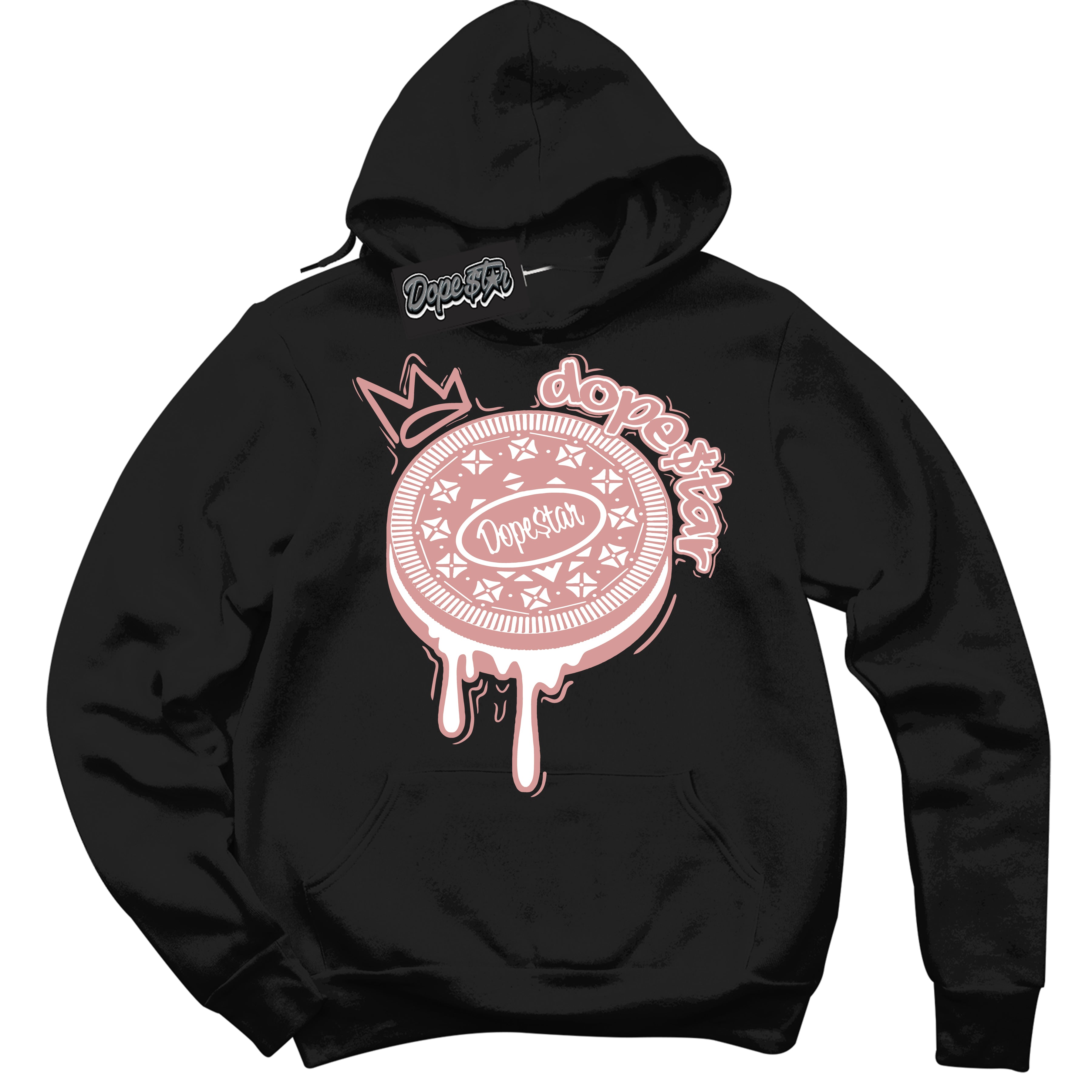 Cool Black Hoodie with “Oreo DS” design that Perfectly Matches Legend Pink 1s Jordans.