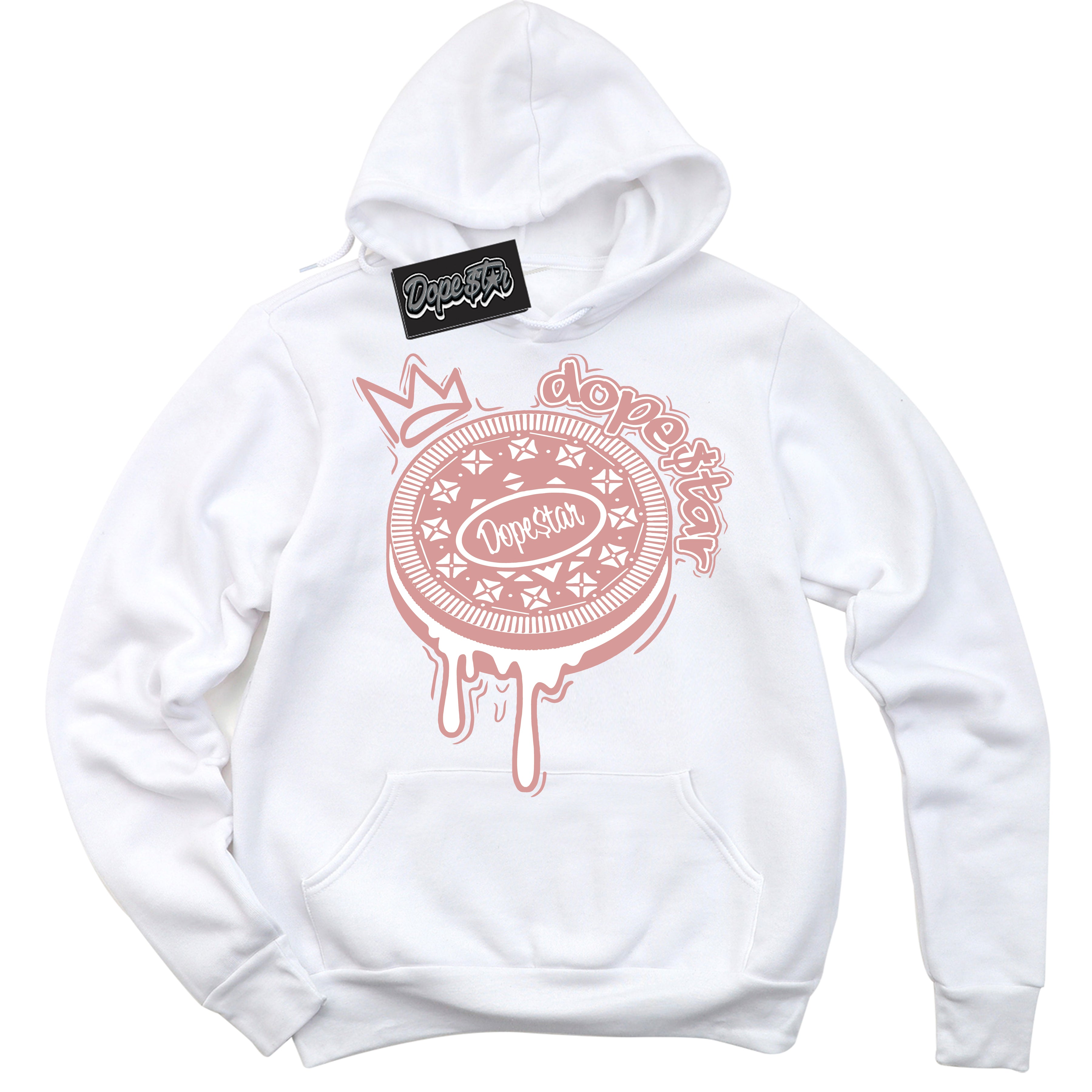 Cool White Hoodie with “Oreo DS” design that Perfectly Matches Legend Pink 1s Jordans.