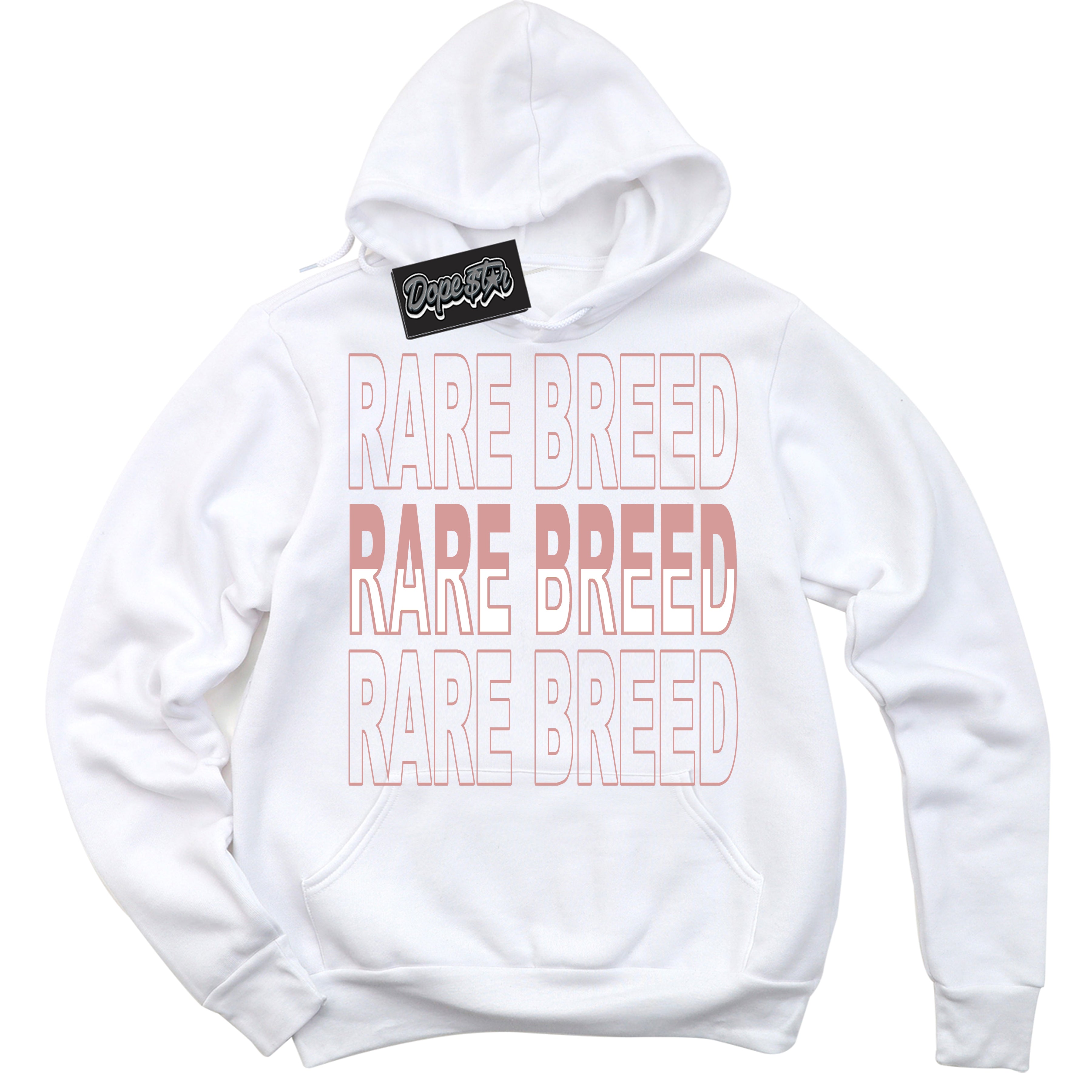 Cool White Hoodie with “Rare Breed” design that Perfectly Matches Legend Pink 1s Jordans.