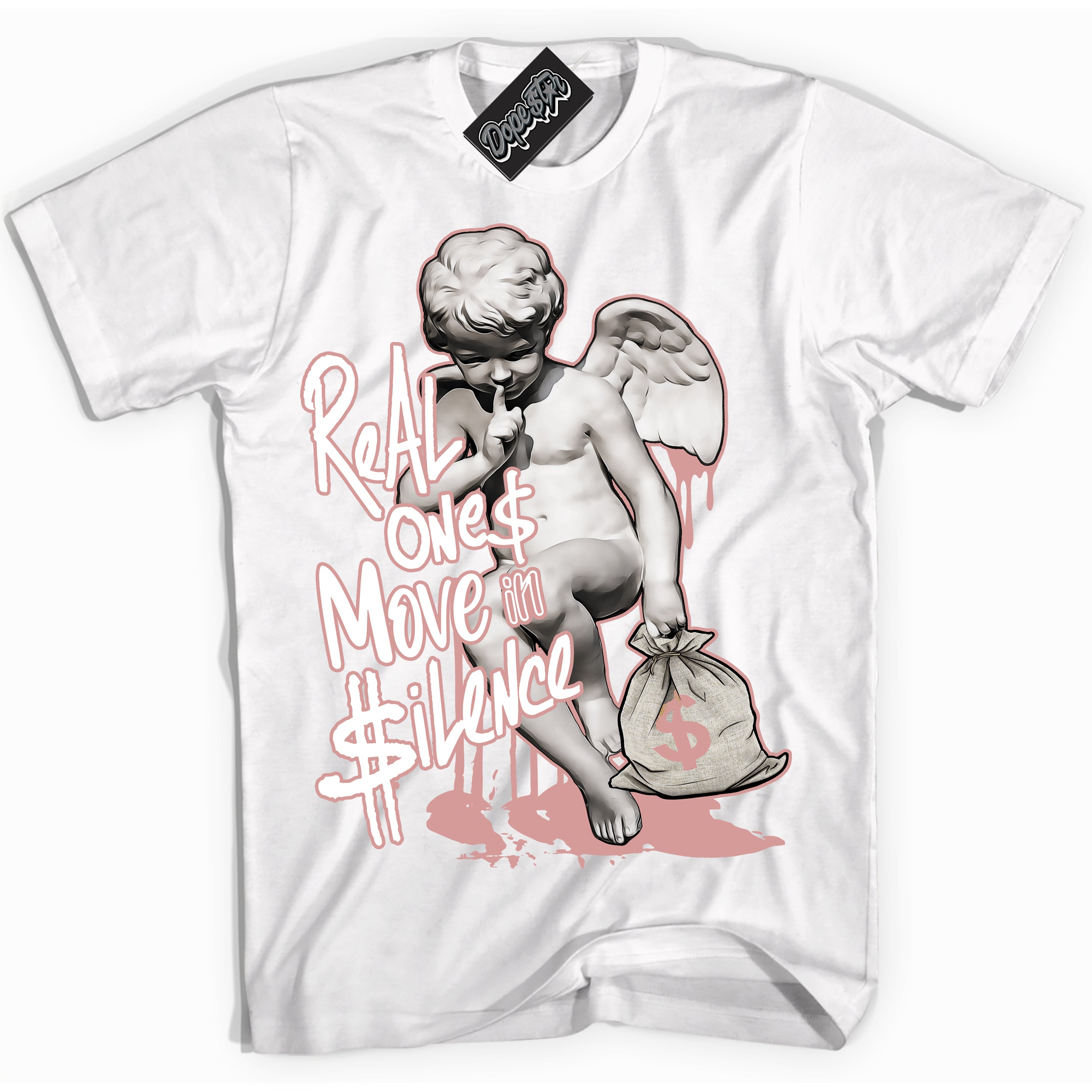 Cool White Shirt with “Real Ones Cherub” design that perfectly matches the Legend Pink 1s Jordans.