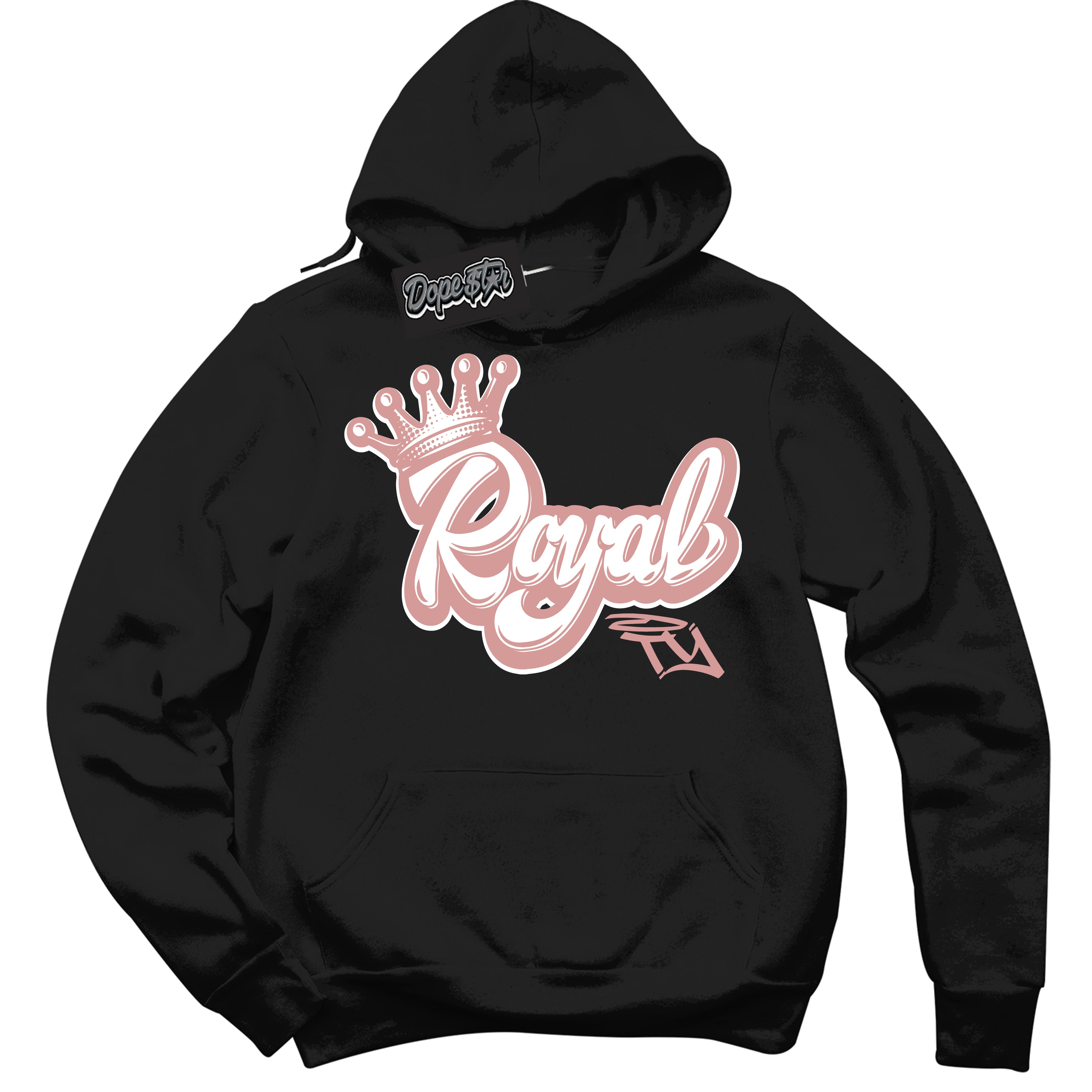 Cool Black Hoodie with “Royalty” design that Perfectly Matches Legend Pink 1s Jordans.