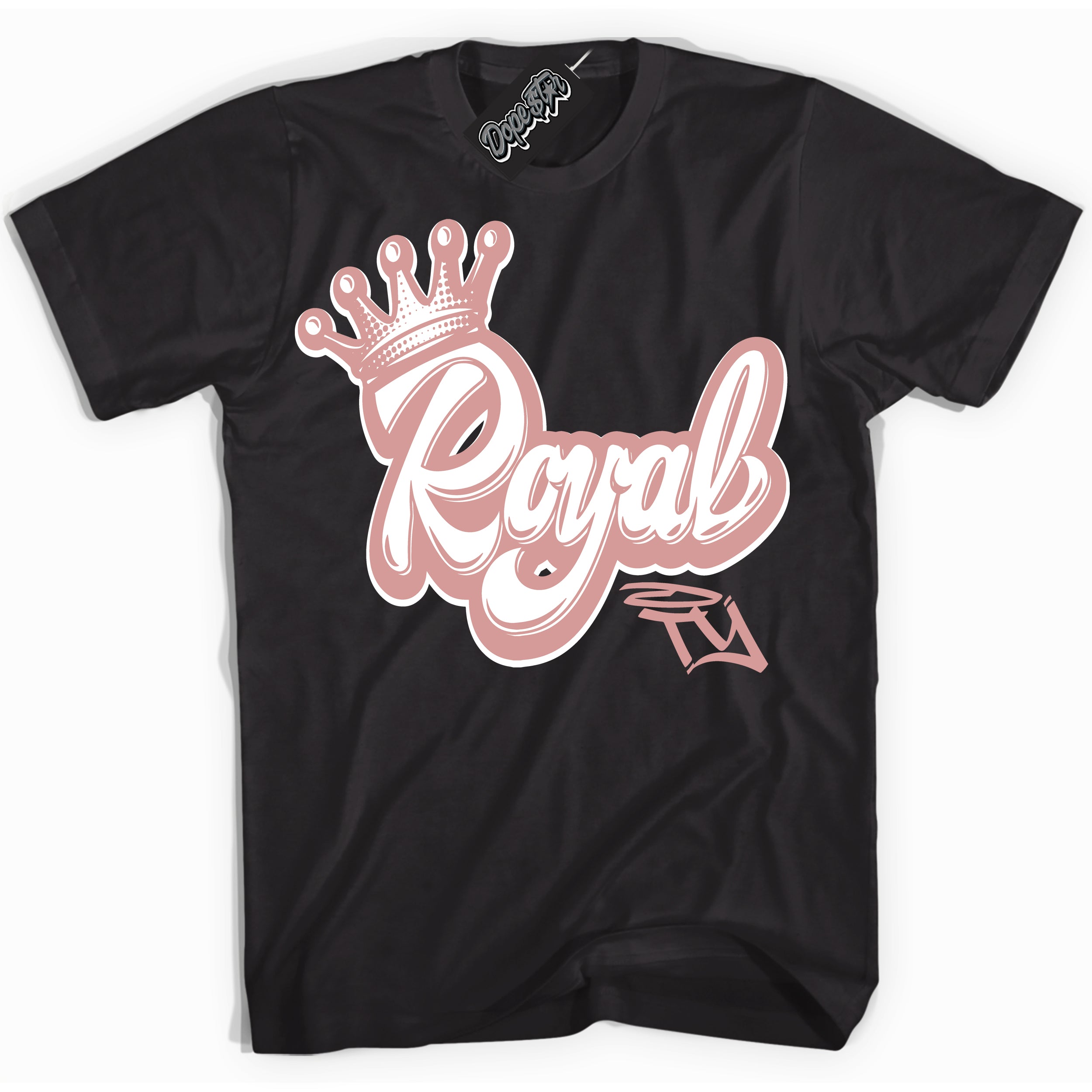 Cool Black Shirt with “Royalty” design that perfectly matches the Legend Pink 1s Jordans.