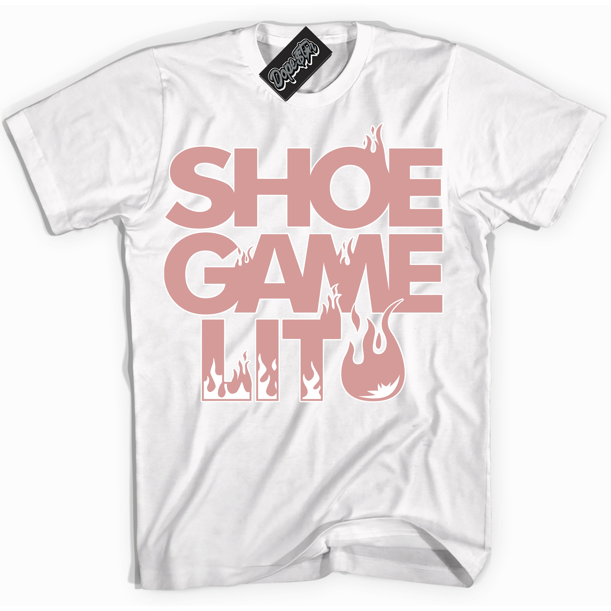 Cool White Shirt with “Shoe Game Lit” design that perfectly matches the Legend Pink 1s Jordans.