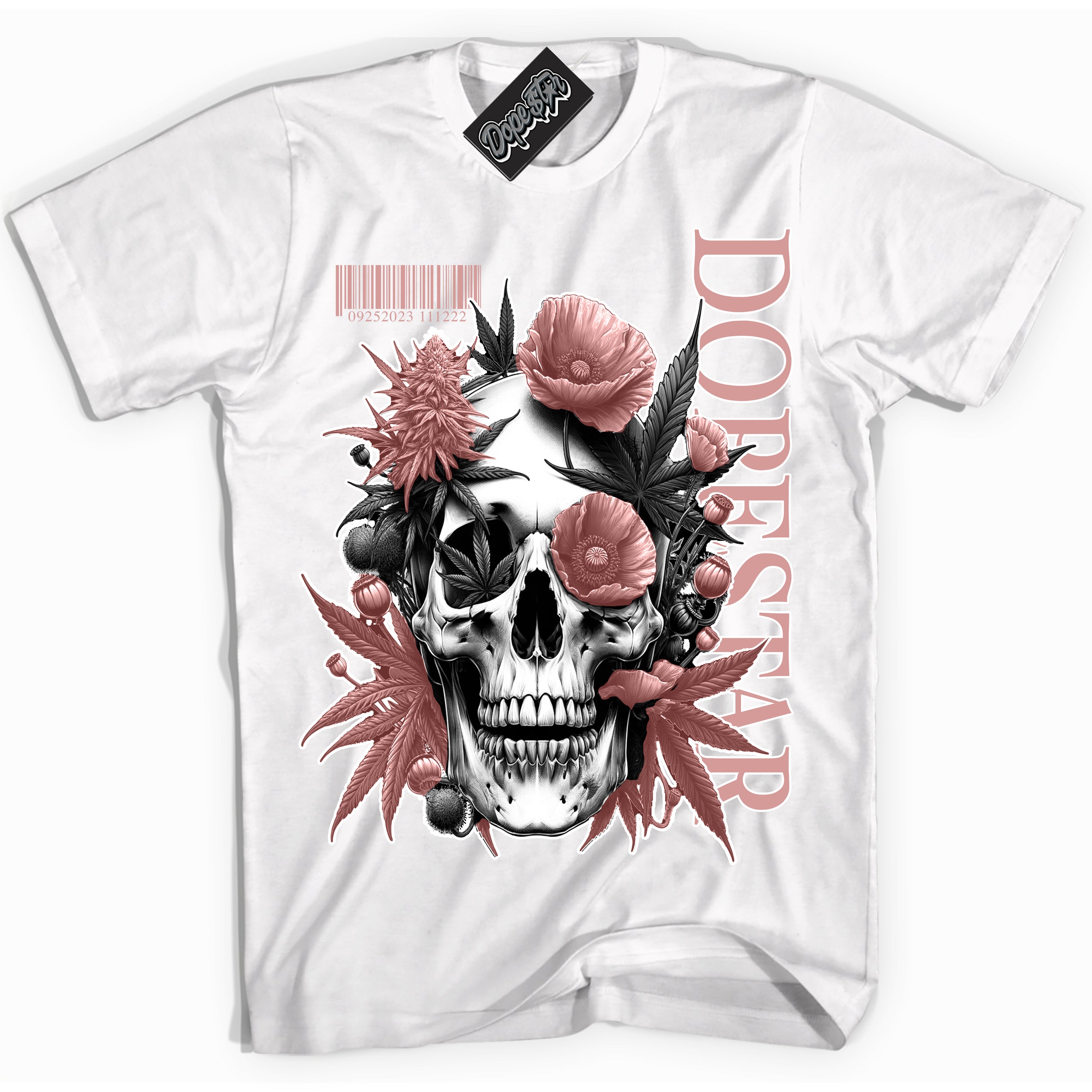 Cool White Shirt with “Skull Poppies” design that perfectly matches the Legend Pink 1s Jordans.