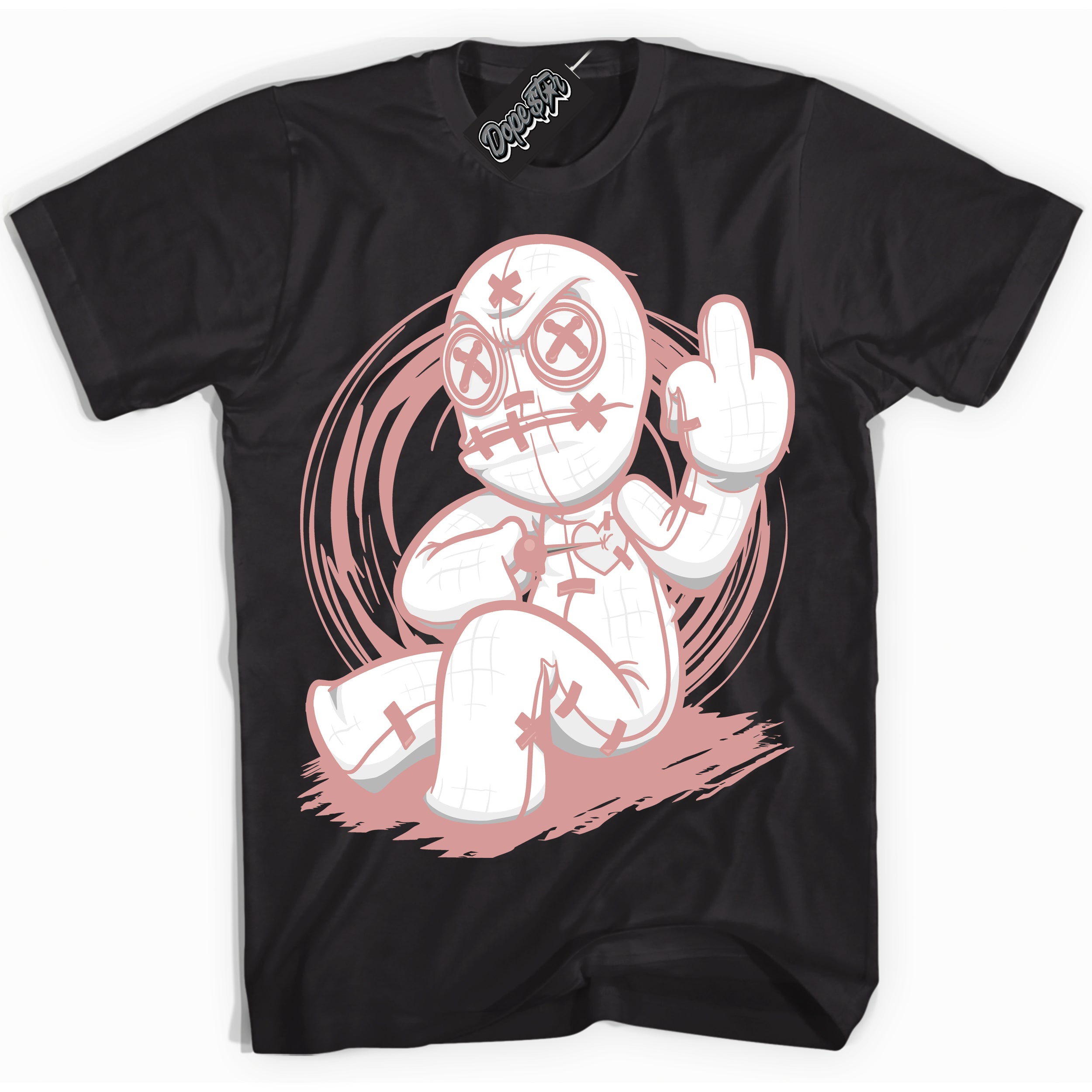 Cool Black Shirt with “Voodoo Doll” design that perfectly matches the Legend Pink 1s Jordans.