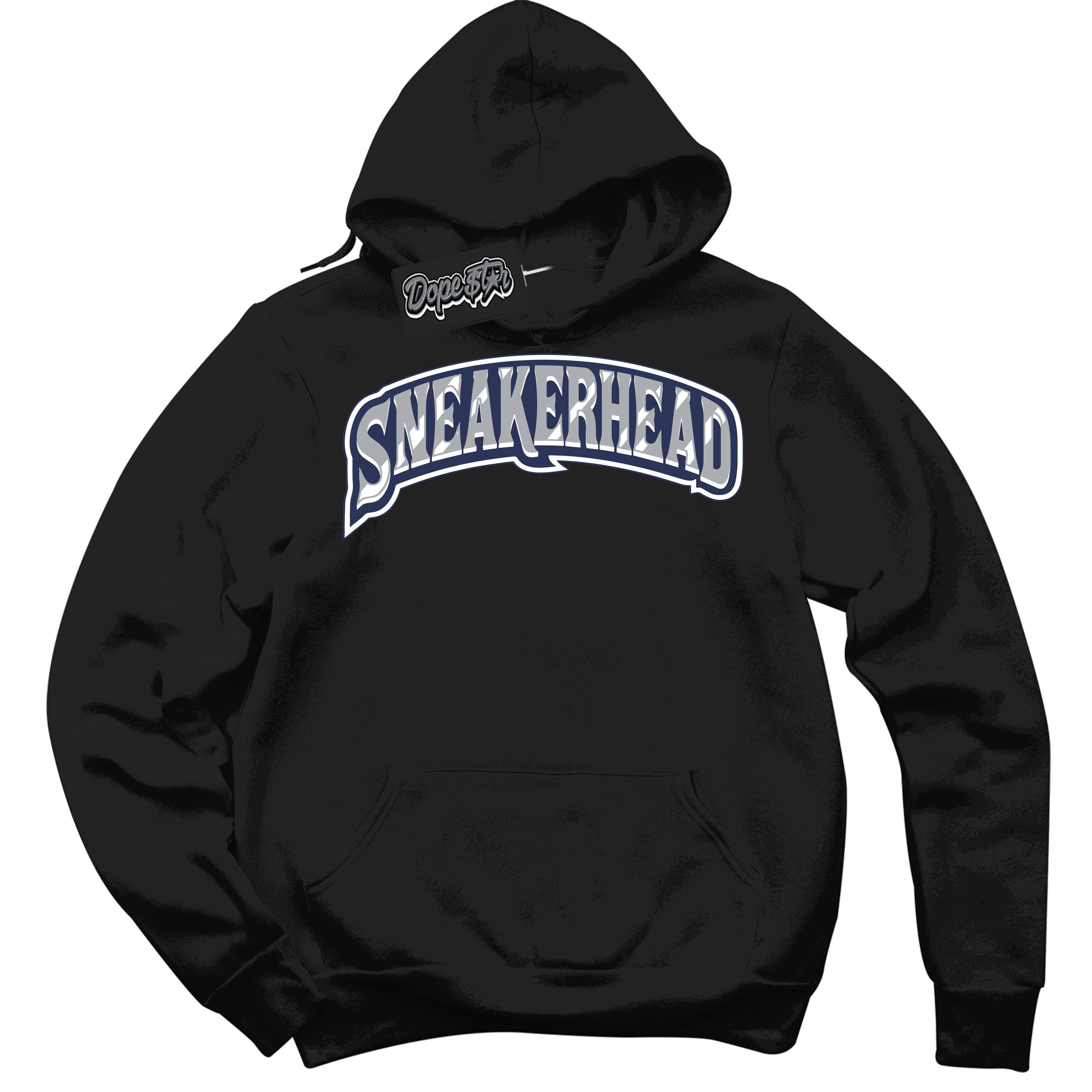 Cool Black Hoodie with “Sneakerhead” design that Perfectly Matches Wolf Grey Midnight Navy 1s Jordans.