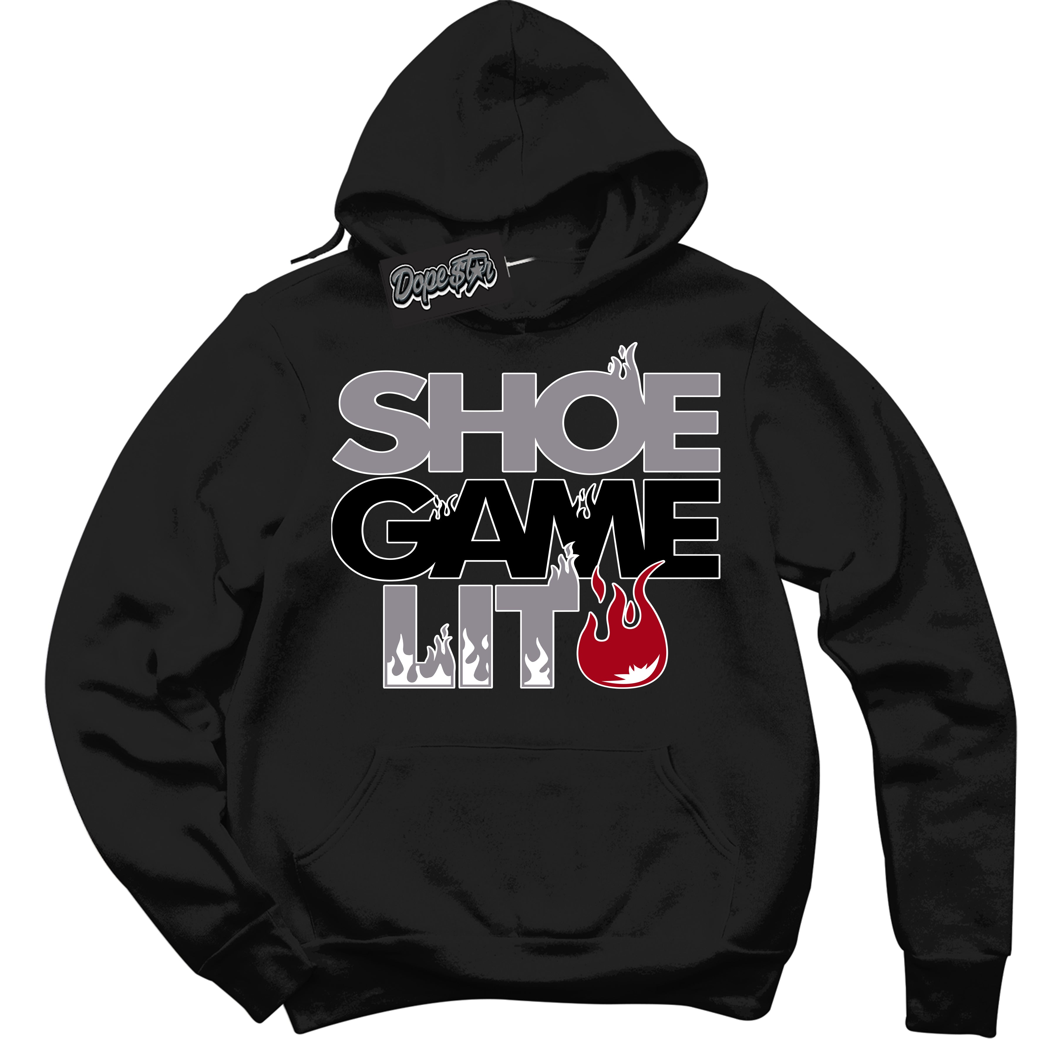 Cool Black Hoodie with “ Shoe Game Lit '' design that Perfectly Matches  Bred Shadow 1s Sneakers.