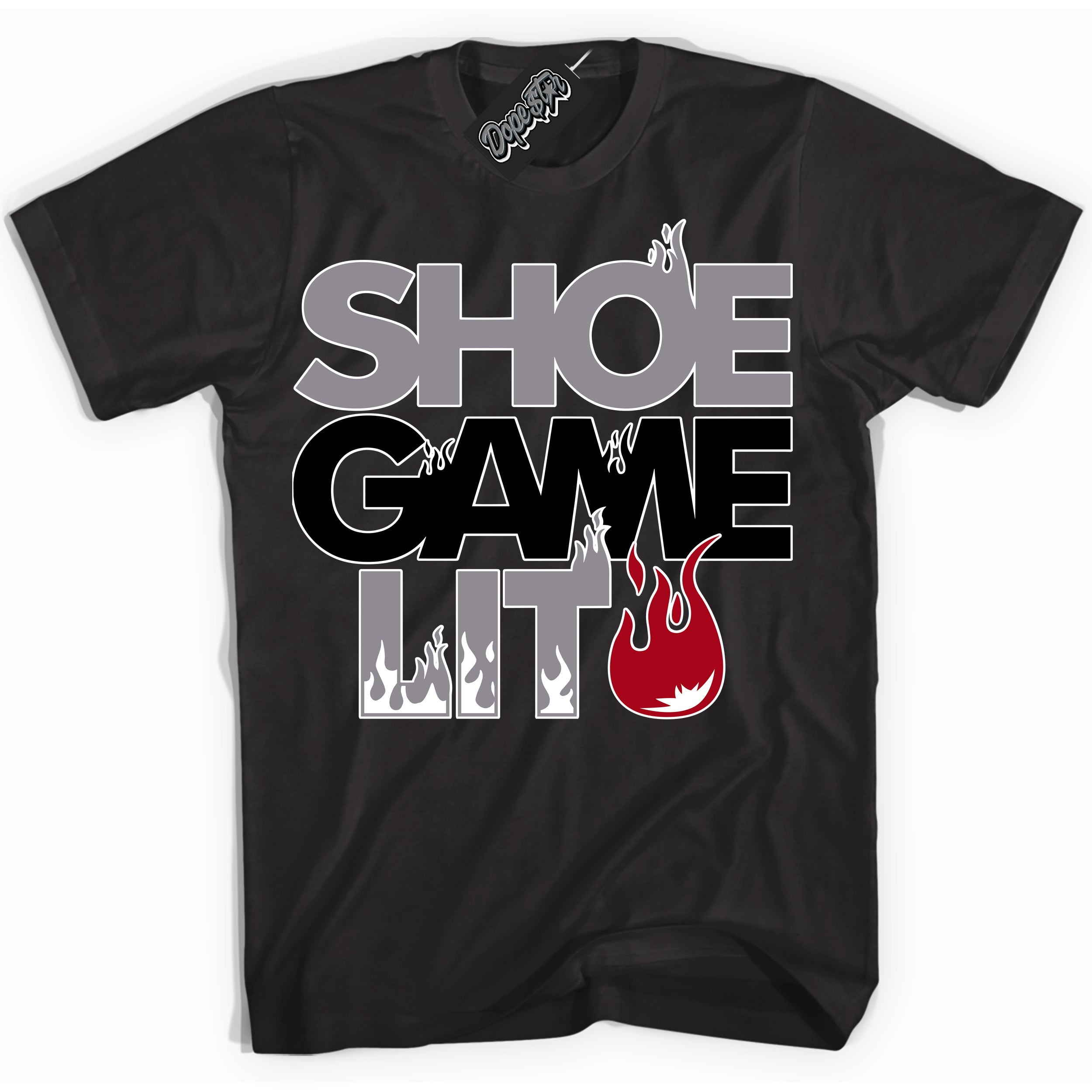 Cool Black Shirt with “ Shoe Game Lit ” design that perfectly matches Bred Shadow 1s Sneakers.