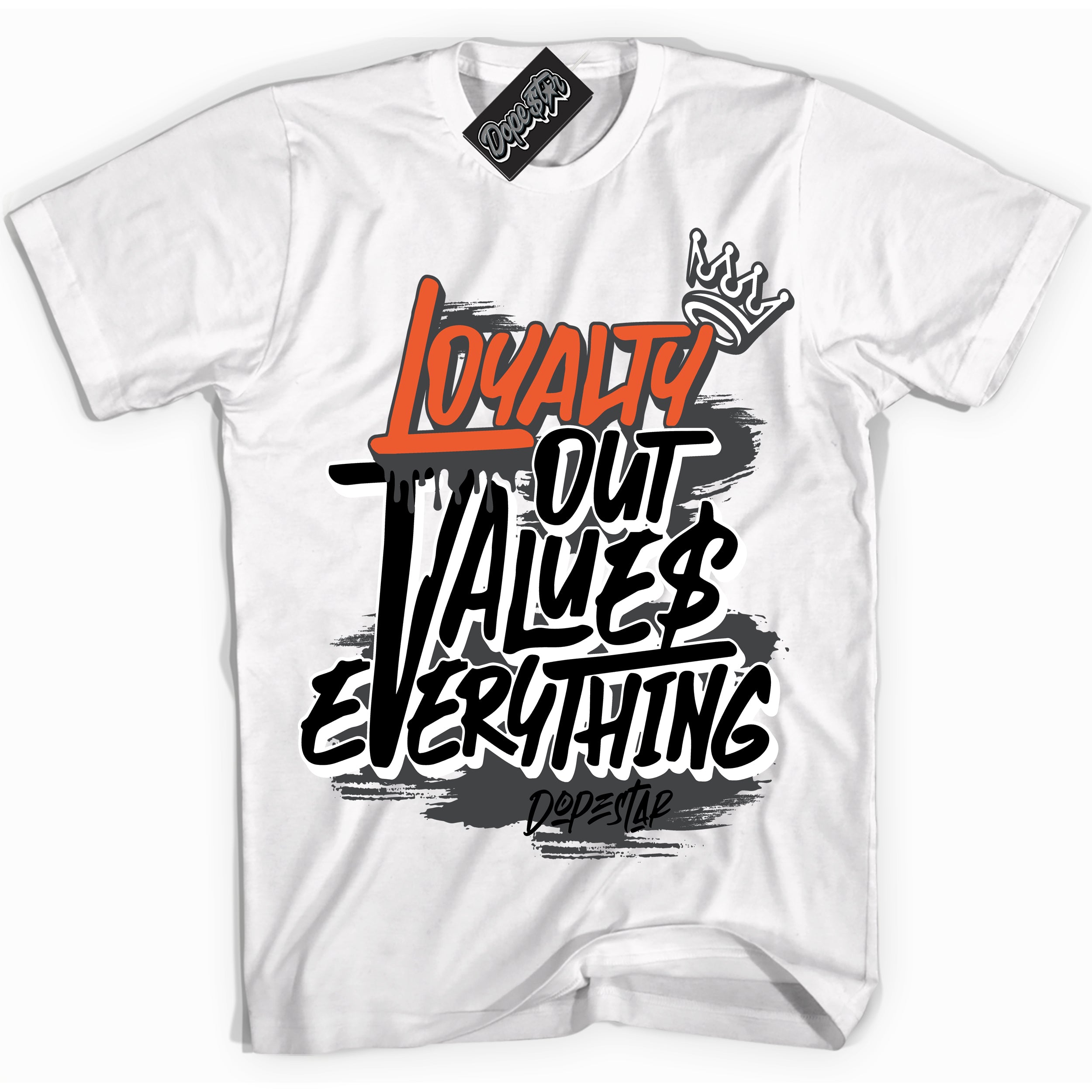 Cool White Shirt with “ Loyalty Out Values Everything” design that perfectly matches Stash 1s Sneakers.