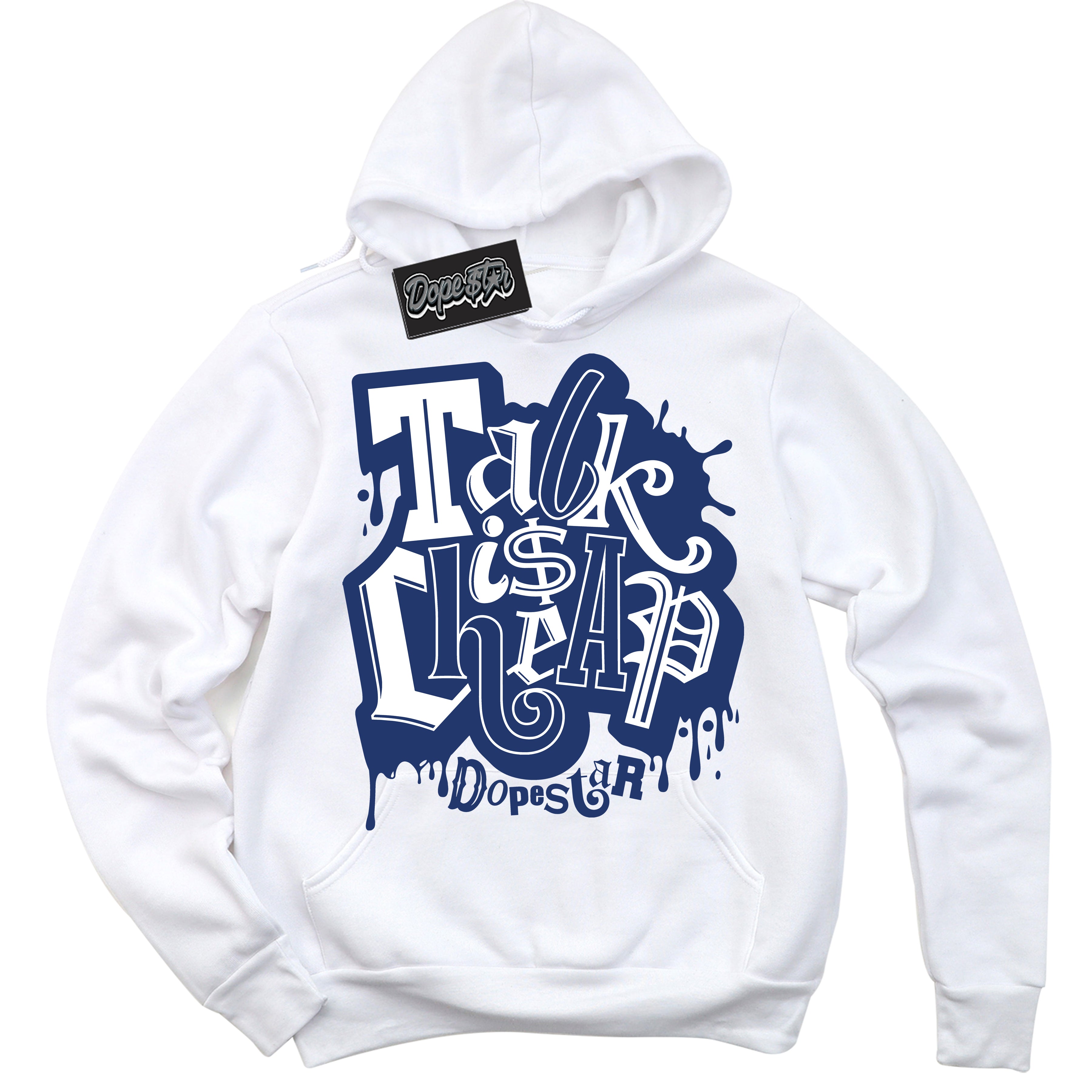 Cool White Hoodie with “ Talk Is Cheap ”  design that Perfectly Matches AJKO Kentucky 1s Sneakers.