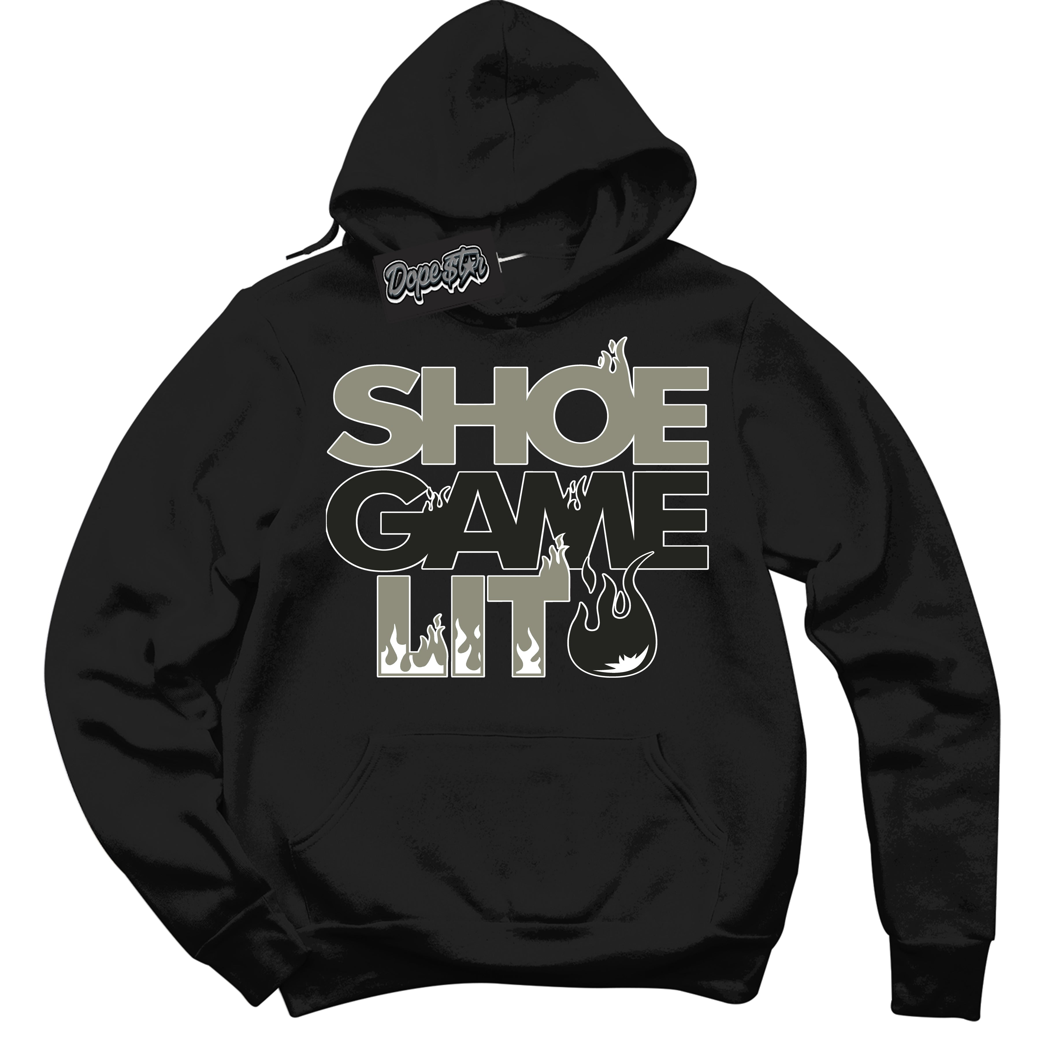 Cool Black Hoodie with “ Shoe Game Lit '' design that Perfectly Matches  AJKO Low Shadow 1s Sneakers.