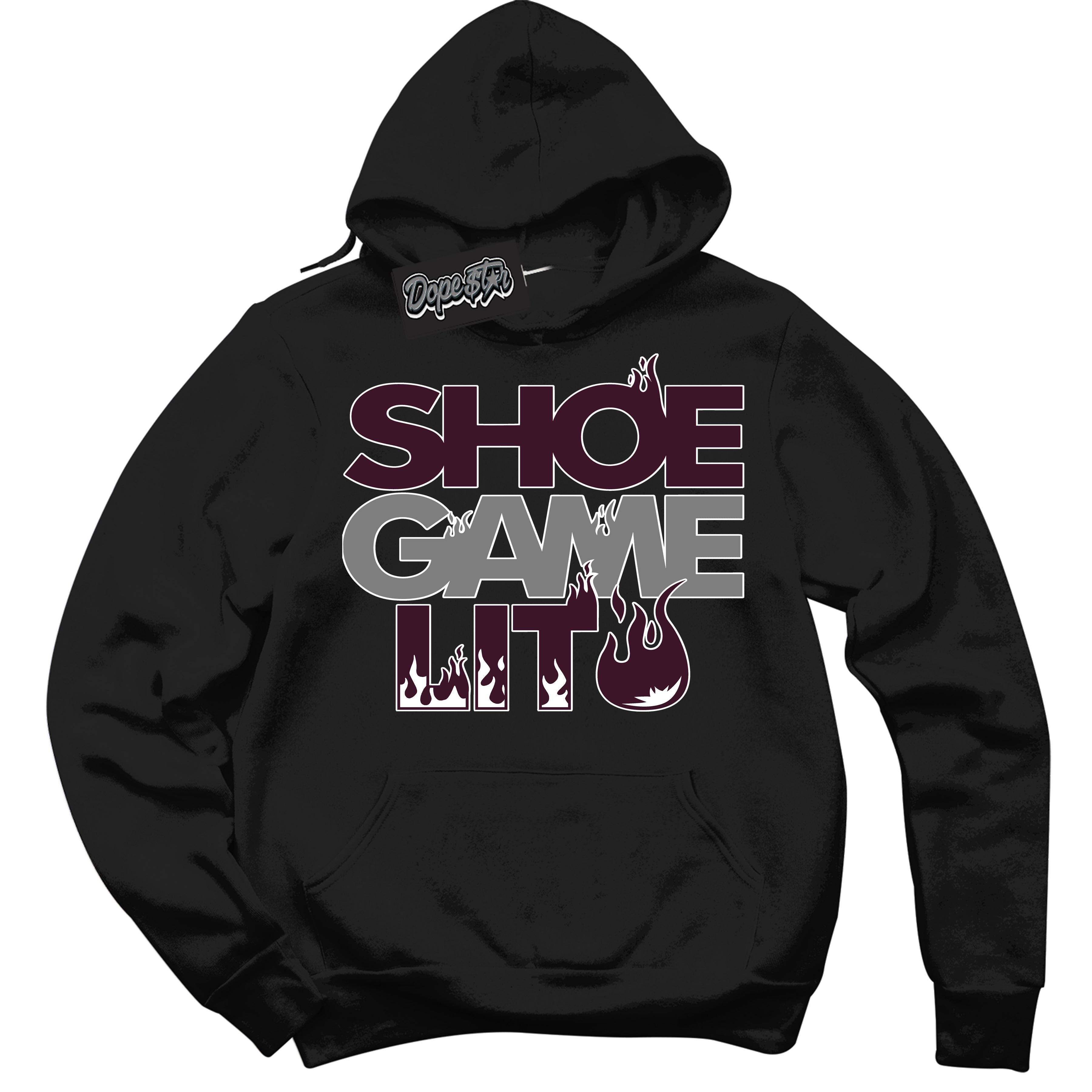 Cool Black Hoodie with “ Shoe Game Lit '' design that Perfectly Matches  Golf Bordeaux 1s Sneakers.