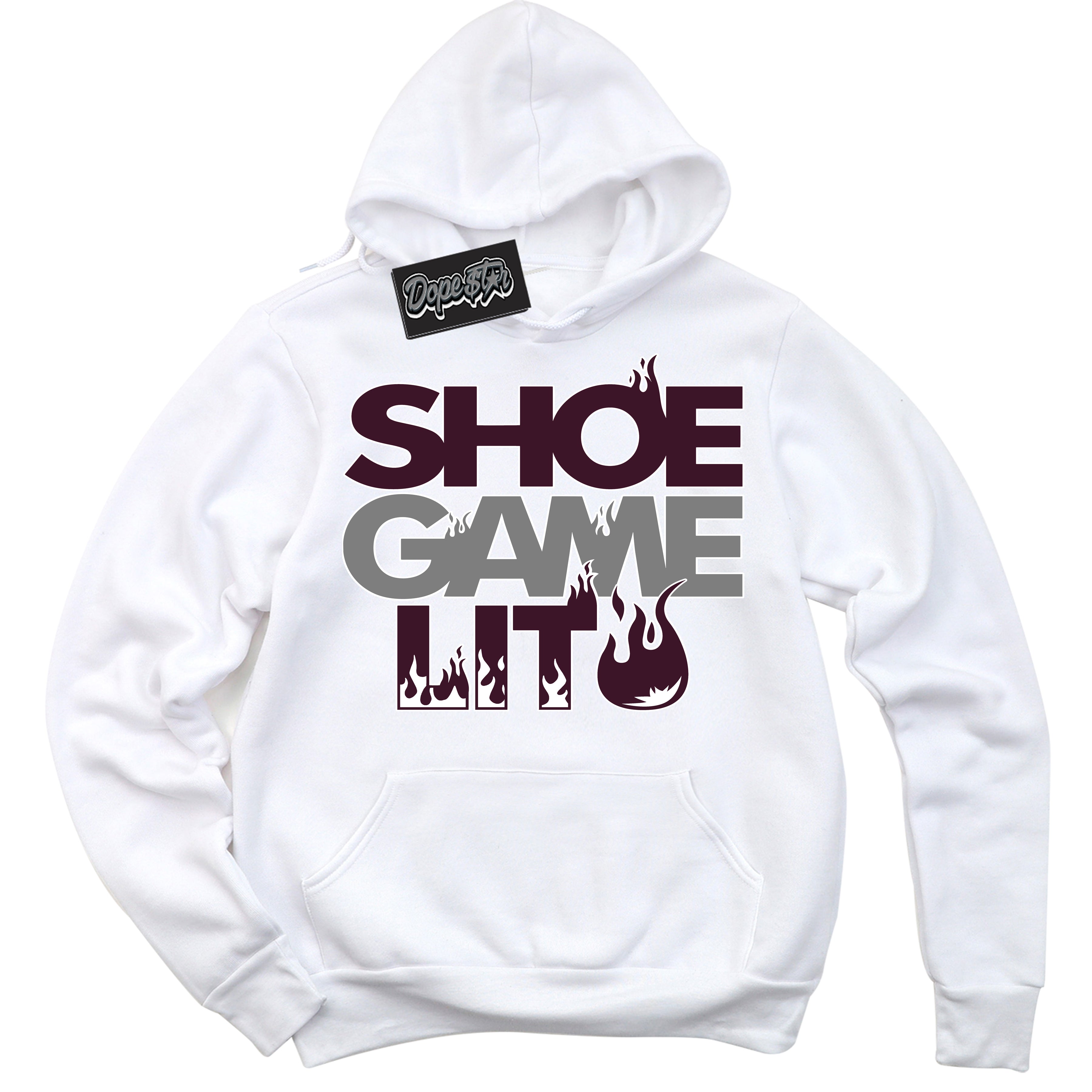 Cool White Hoodie with “ Shoe Game Lit '' design that Perfectly Matches  Golf Bordeaux 1s Sneakers.