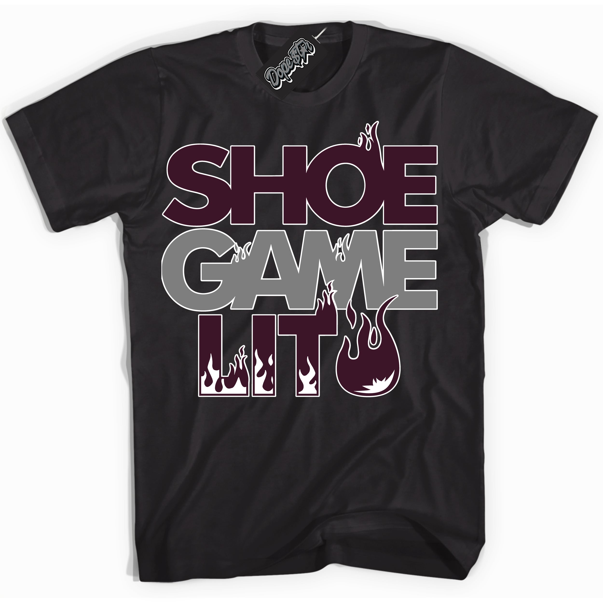 Cool Black Shirt with “ Shoe Game Lit ” design that perfectly matches Golf Bordeaux 1s Sneakers.