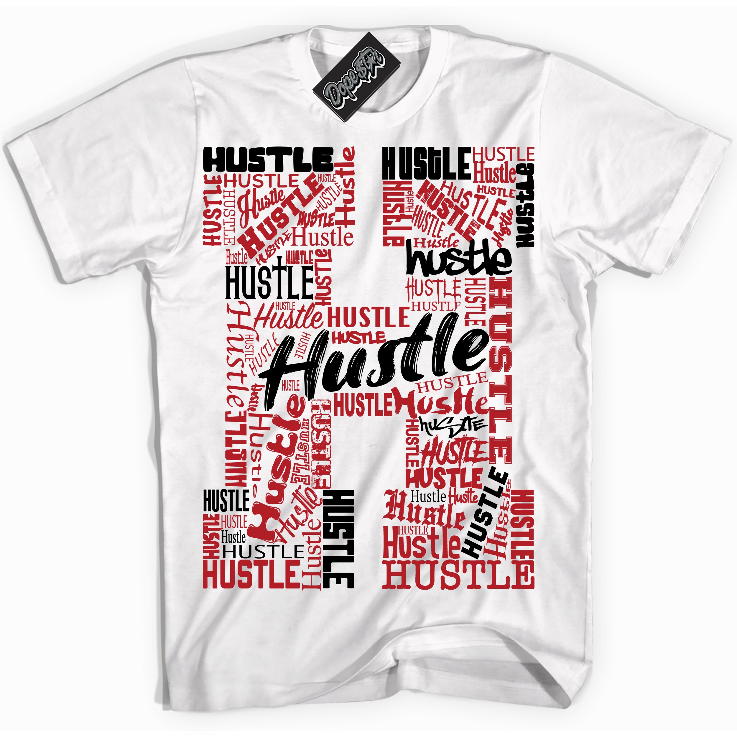 AJ1 Retro High OG Black Toe Reimagined 'Hustle H' Shirt - White Streetwear Mockup | Sneakerhead T-shirt Matching Black Toe Reimagined AJ1 Retro OG Highs | Limited Edition Jordan 1 Retro High OG Black Toe Reimagined Shirt for Men & Women | Drip with Your Black Toe Reimagined 1s Kicks | Sneakerhead Fashion Must-Have.