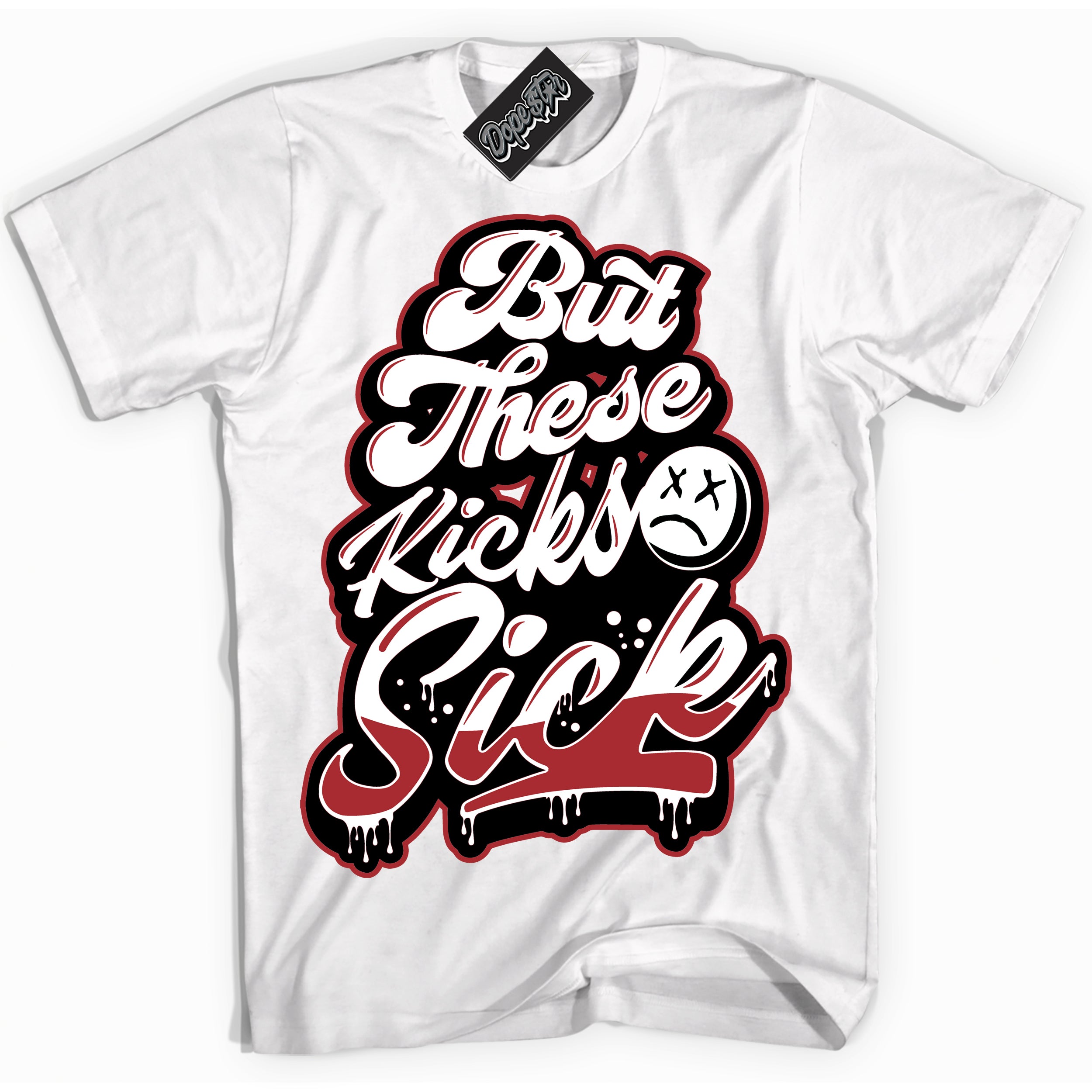 AJ1 Retro High OG Black Toe Reimagined 'Kick Sick' Shirt - White Streetwear Mockup | Sneakerhead T-shirt Matching Black Toe Reimagined AJ1 Retro OG Highs | Limited Edition Jordan 1 Retro High OG Black Toe Reimagined Shirt for Men & Women | Drip with Your Black Toe Reimagined 1s Kicks | Sneakerhead Fashion Must-Have.