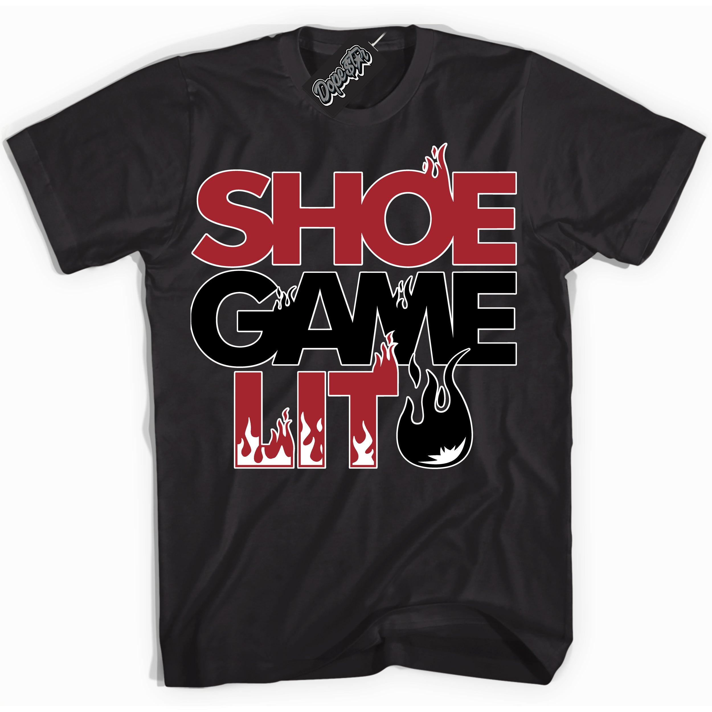 AJ1 Retro High OG Black Toe Reimagined 'Shoe Game Lit' Shirt - Black Streetwear Mockup | Sneakerhead T-shirt Matching Black Toe Reimagined AJ1 Highs| Limited Edition Jordan 1 Retro High OG Black Toe Reimagined Shirt for Men & Women | Drip with Your Black Toe Reimagined 1s Kicks | Sneaker head Fashion Must-Have.