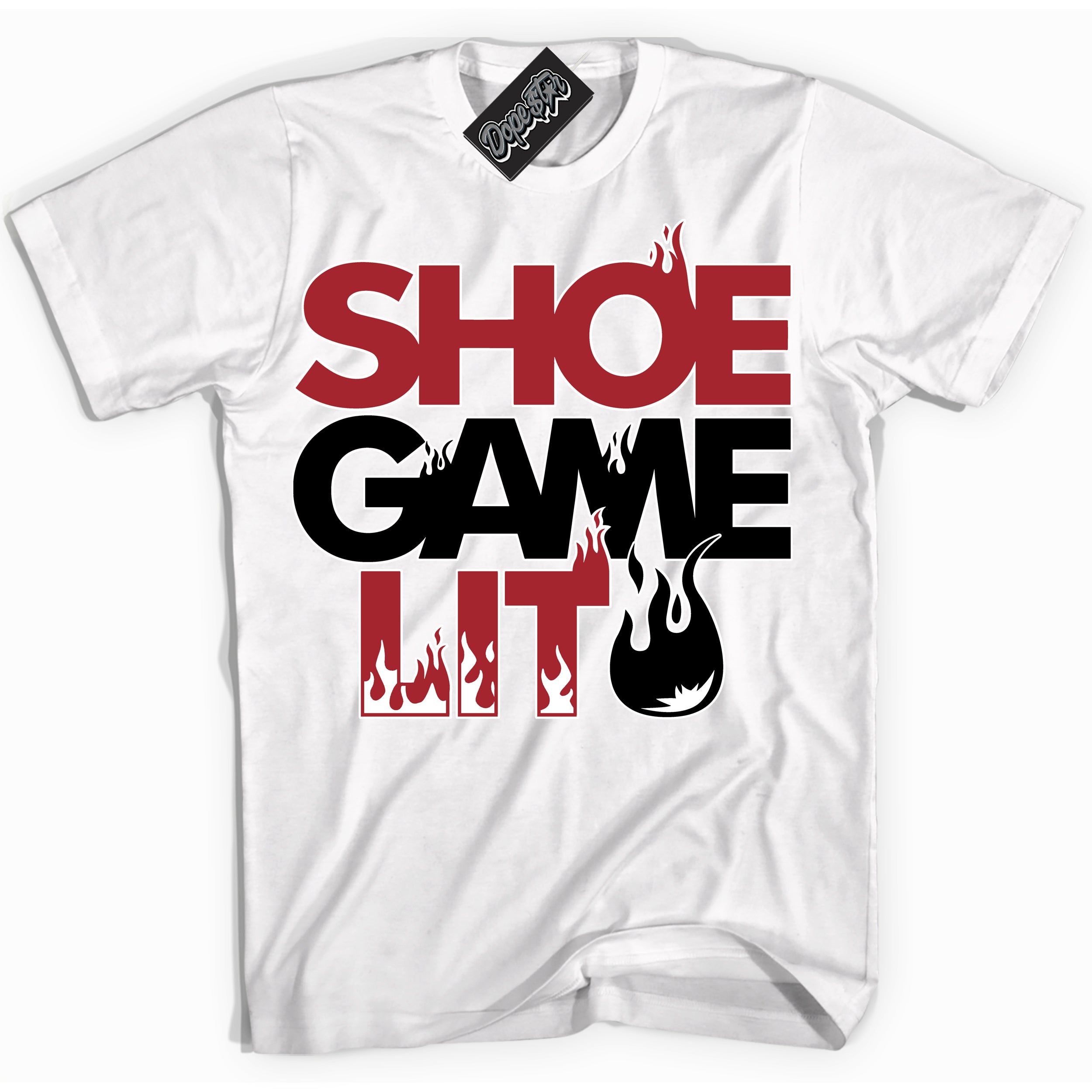 AJ1 Retro High OG Black Toe Reimagined 'Shoe Game Lit' Shirt - White Streetwear Mockup | Sneakerhead T-shirt Matching Black Toe Reimagined AJ1 Retro OG Highs | Limited Edition Jordan 1 Retro High OG Black Toe Reimagined Shirt for Men & Women | Drip with Your Black Toe Reimagined 1s Kicks | Sneaker head Fashion Must-Have.