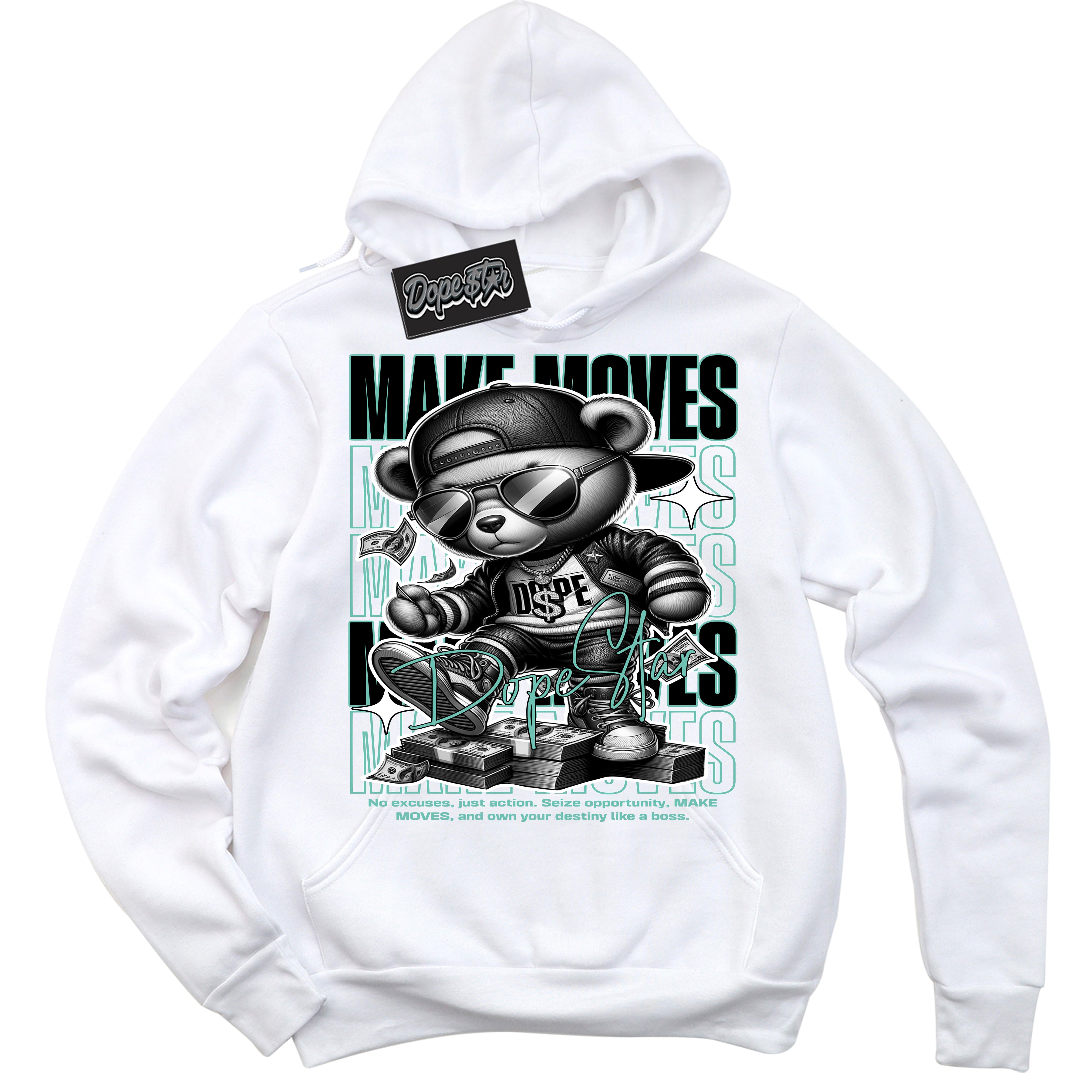 Cool White Hoodie with “ Makin Moves ”  design that Perfectly Matches Green Glow 1s Sneakers.