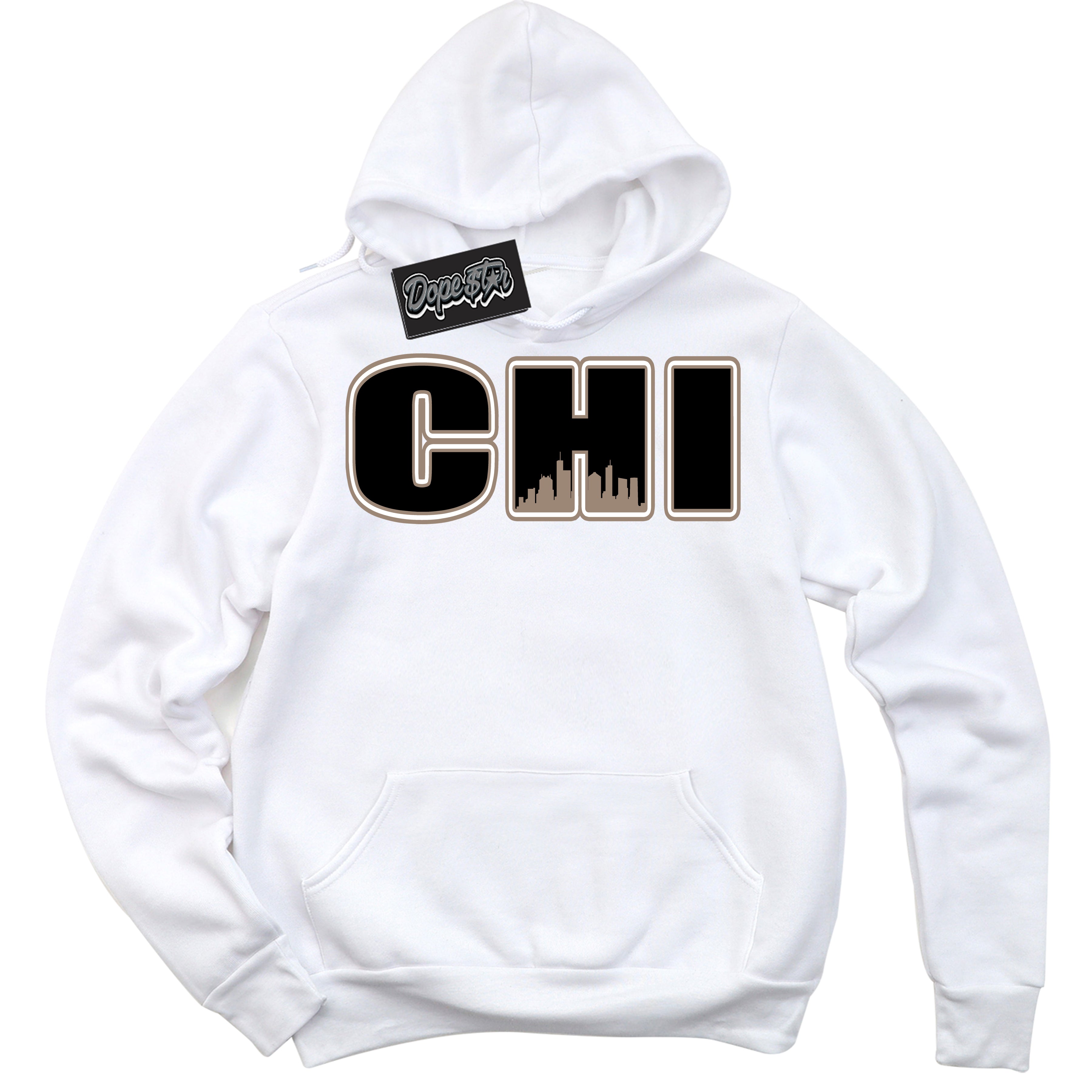 Cool White Hoodie with “ Chicago ”  design that Perfectly Matches  Latte 1s Sneakers.