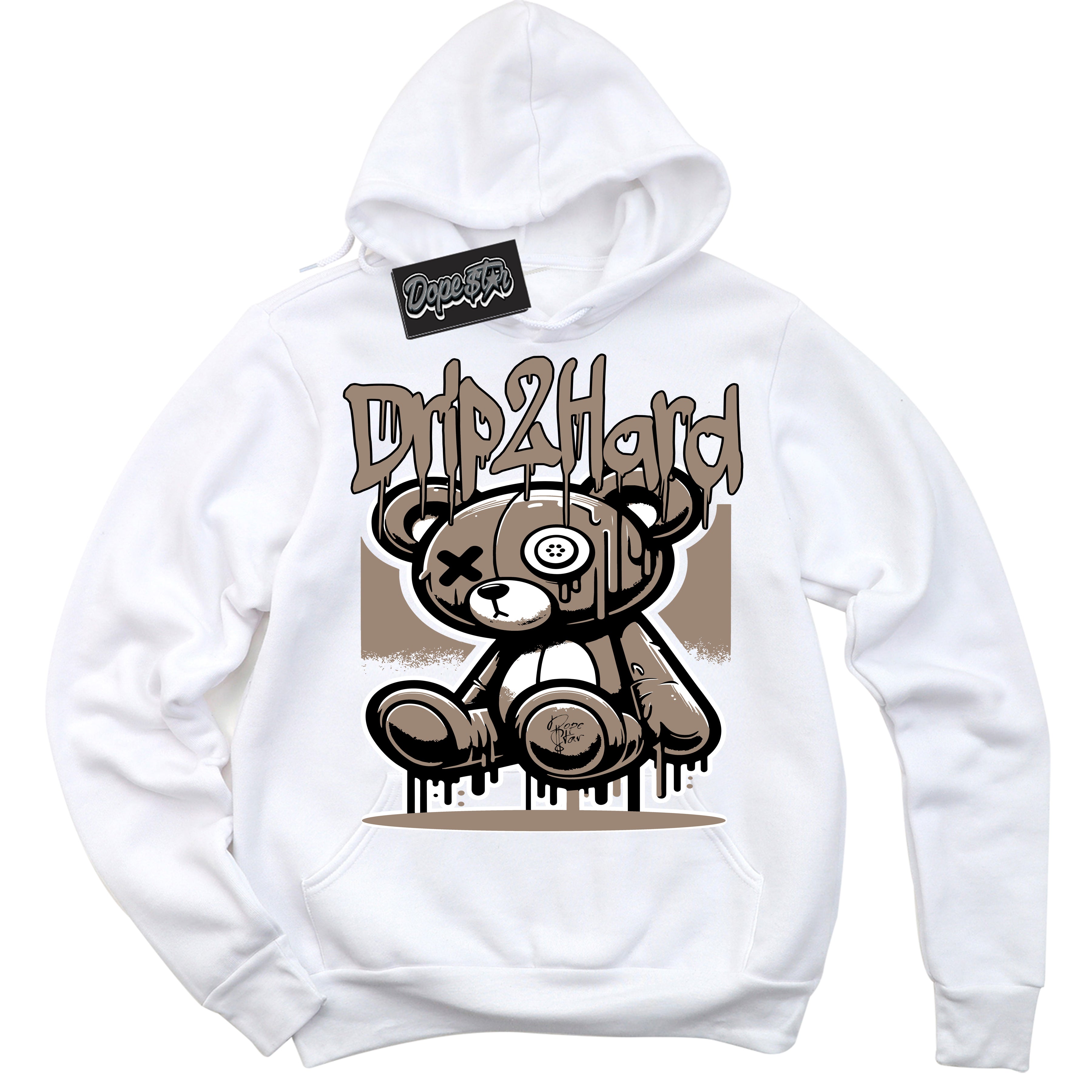 Cool White Hoodie with “ Drip 2 Hard ”  design that Perfectly Matches  Latte 1s Sneakers.