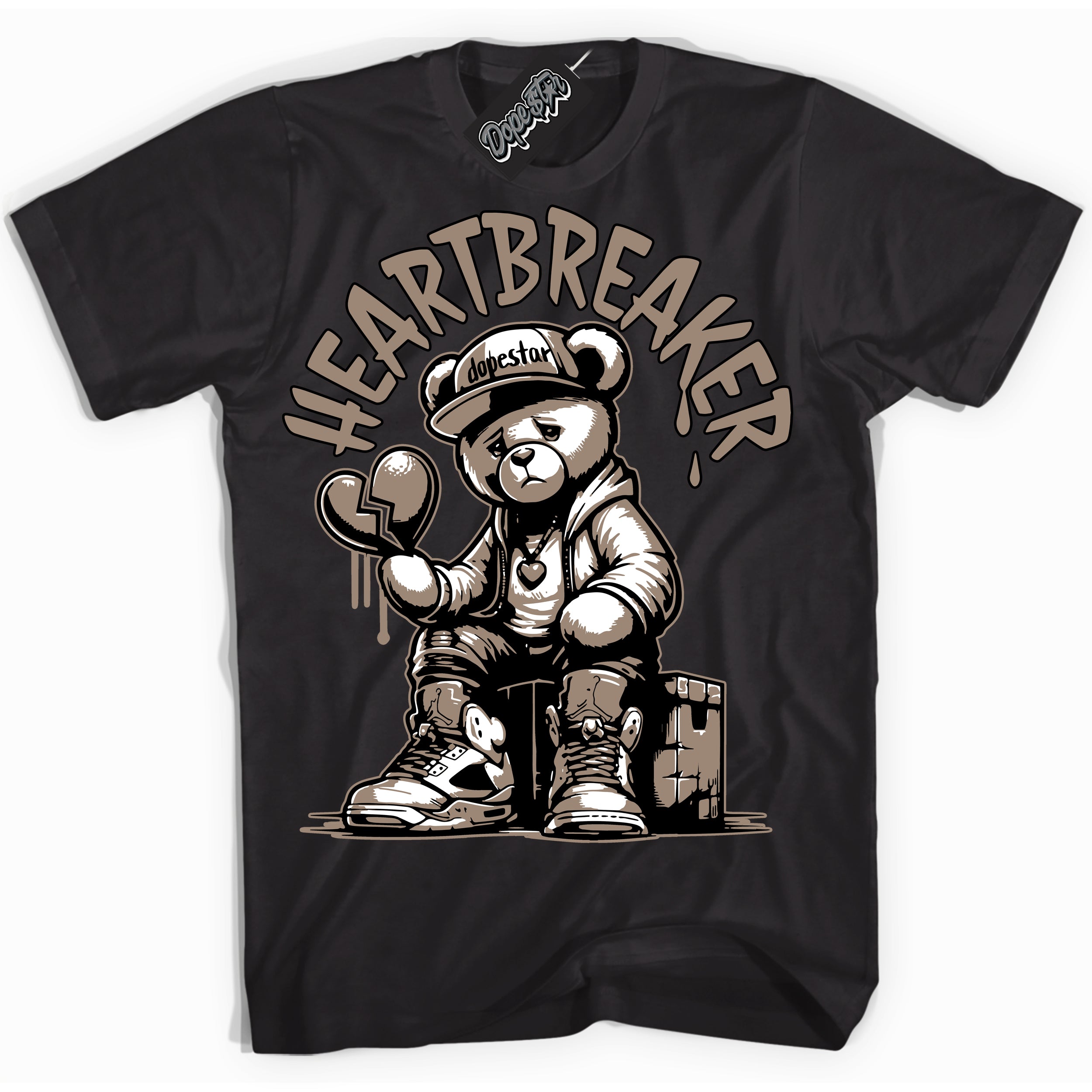 Cool Black Shirt with “ Heartbreaker Bear ” design that perfectly matches Latte 1s Sneakers.