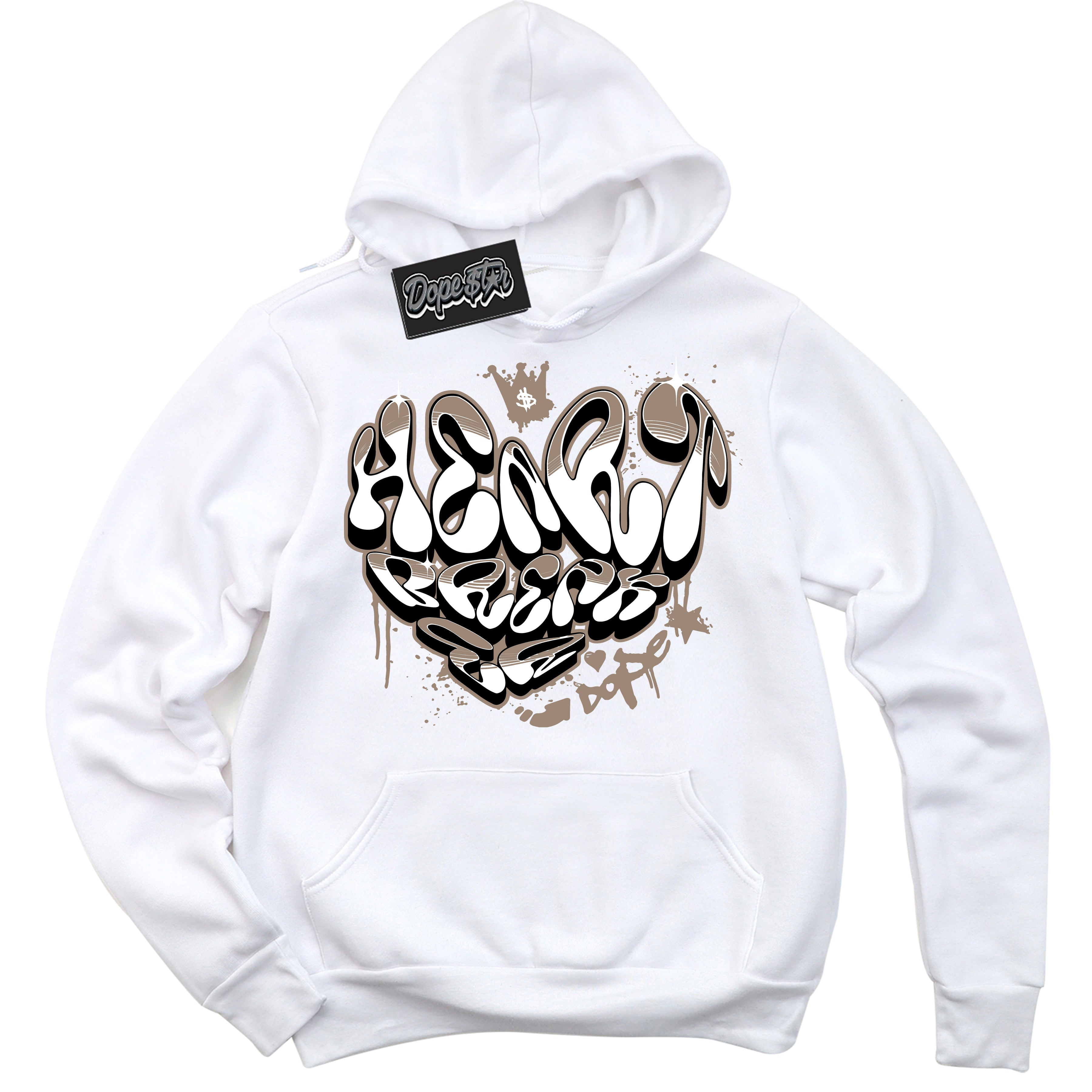 Cool White Hoodie with “ Heartbreaker Graffiti ”  design that Perfectly Matches  Latte 1s Sneakers.