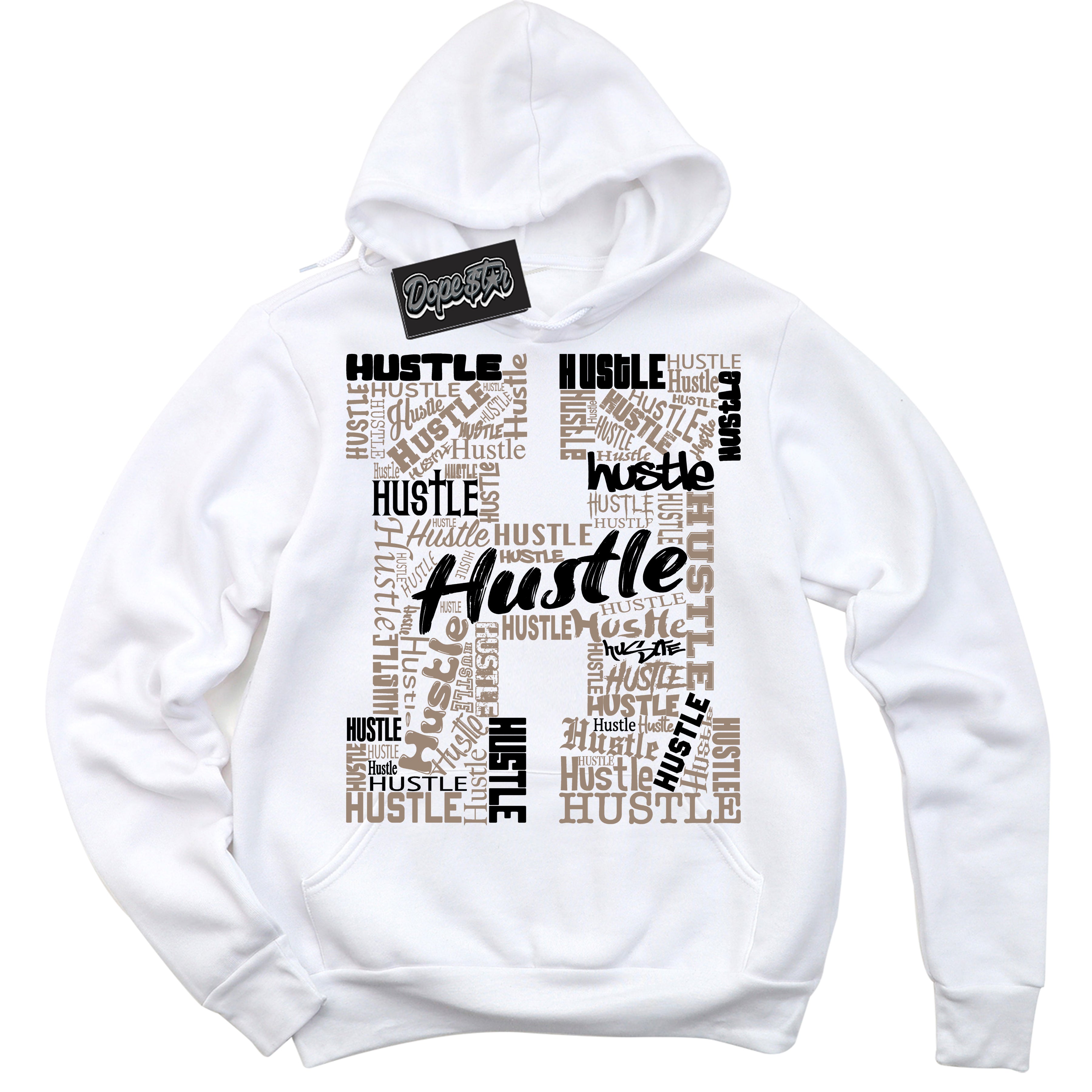 Cool White Hoodie with “ Hustle H ”  design that Perfectly Matches  Latte 1s Sneakers.