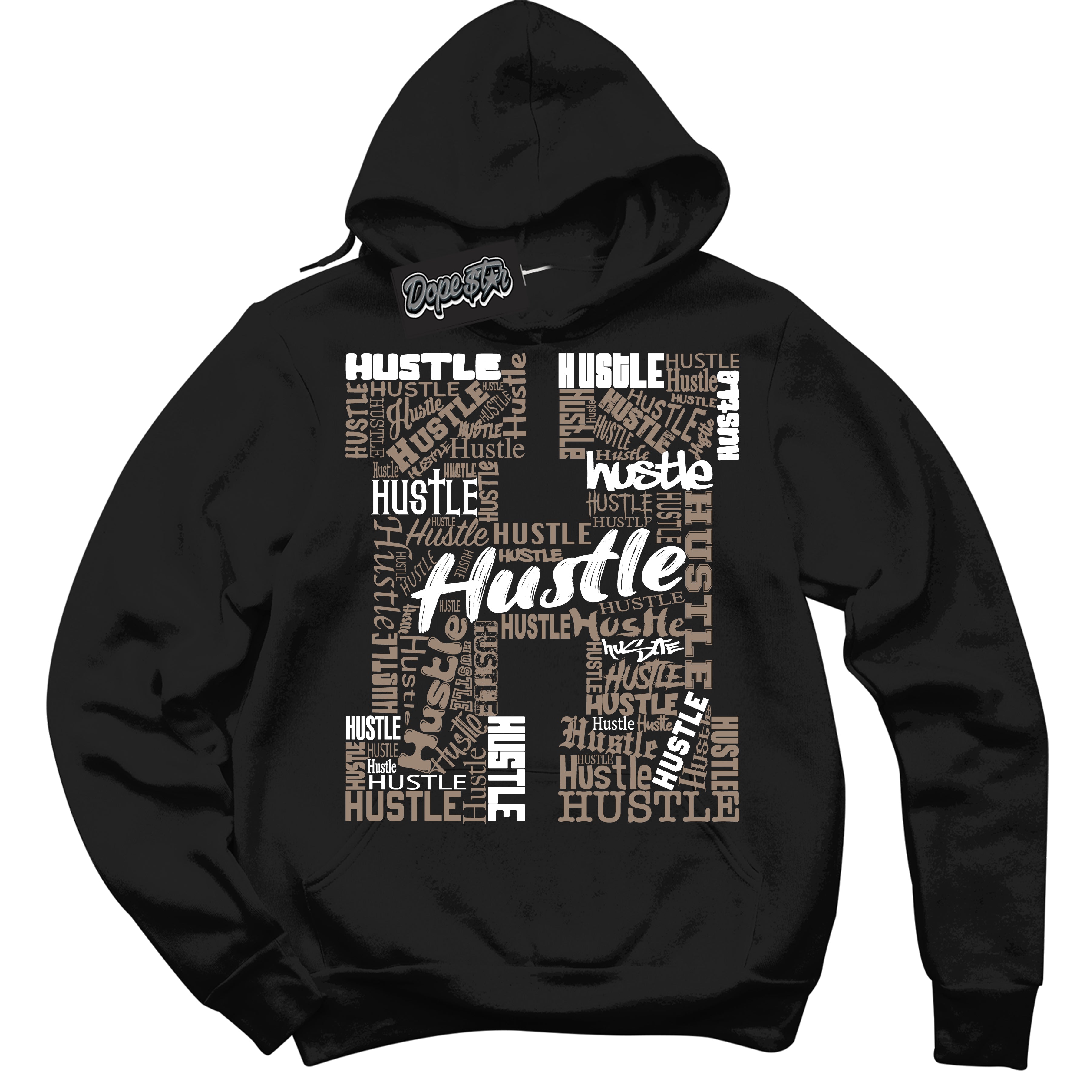 Cool Black Hoodie with “ Hustle H ”  design that Perfectly Matches  Latte 1s Sneakers.