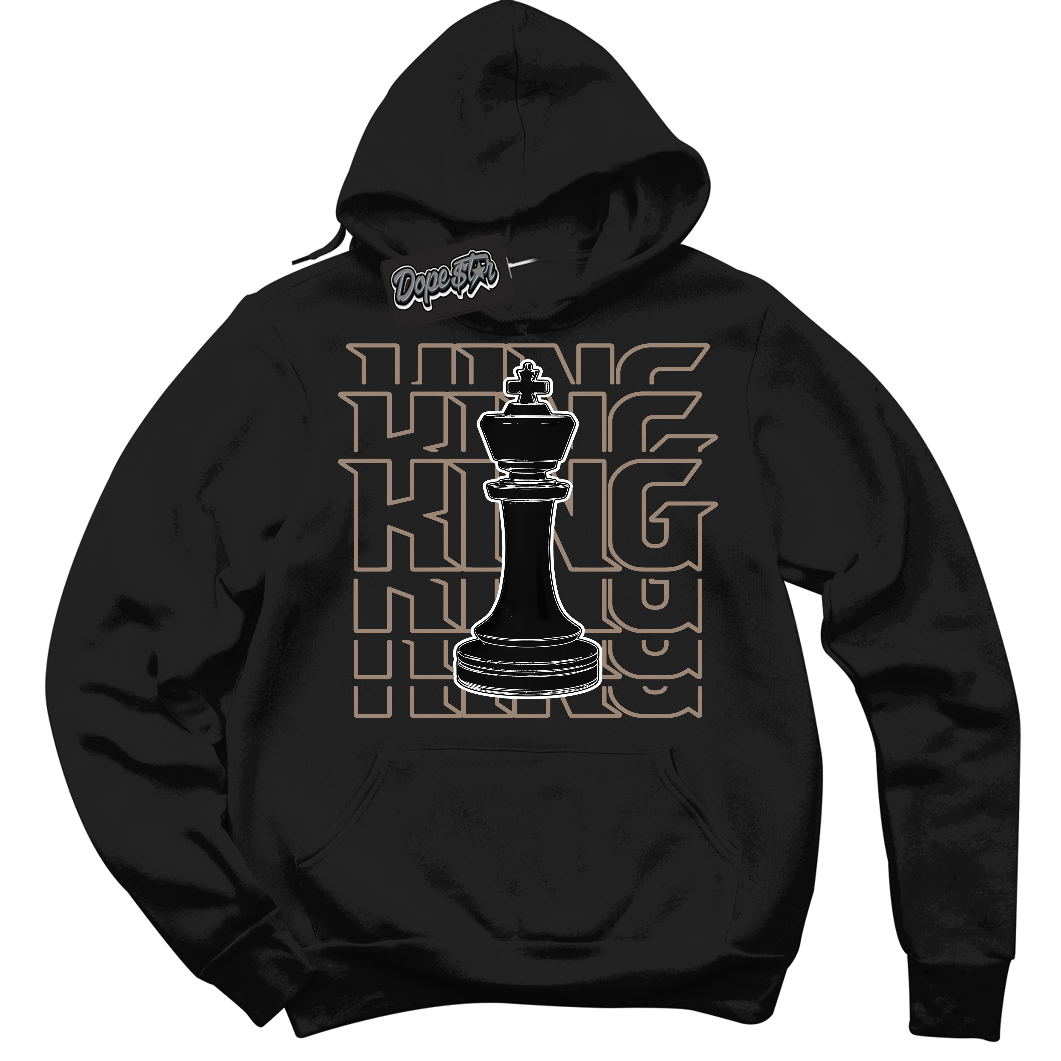 Cool Black Hoodie with “ King Chess ”  design that Perfectly Matches  Latte 1s Sneakers.