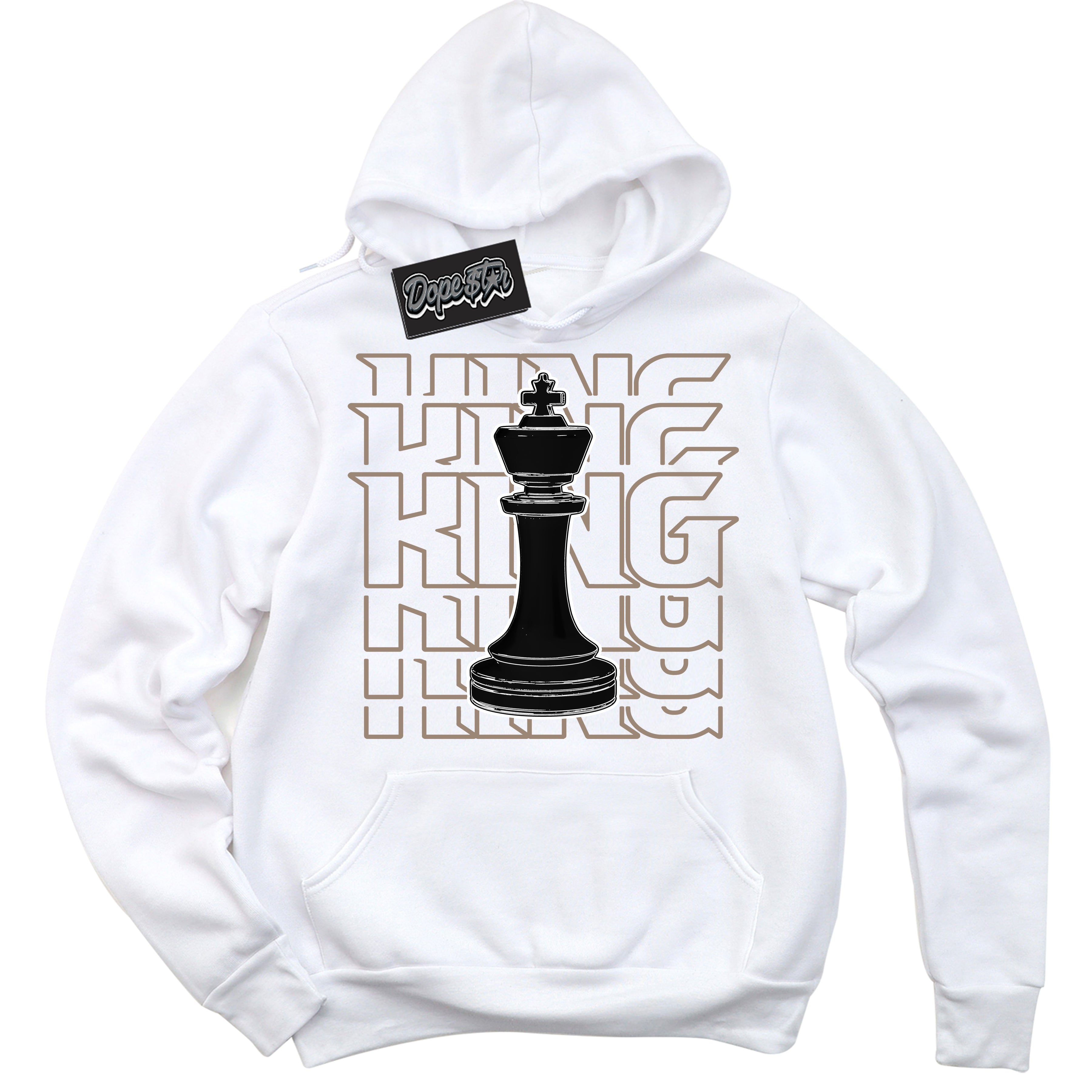 Cool White Hoodie with “ King Chess ”  design that Perfectly Matches  Latte 1s Sneakers.