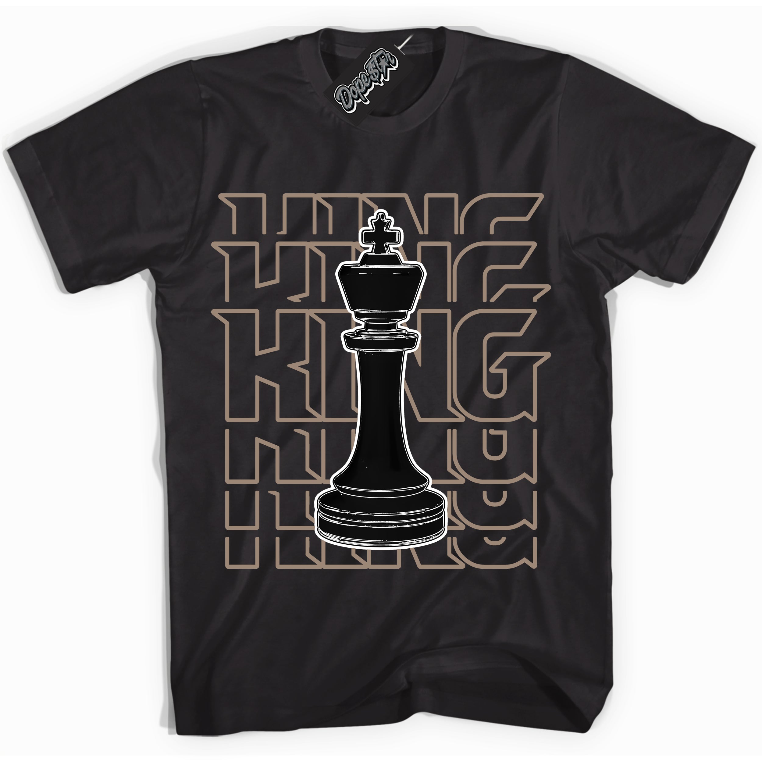 Cool Black Shirt with “ King Chess ” design that perfectly matches Latte 1s Sneakers.