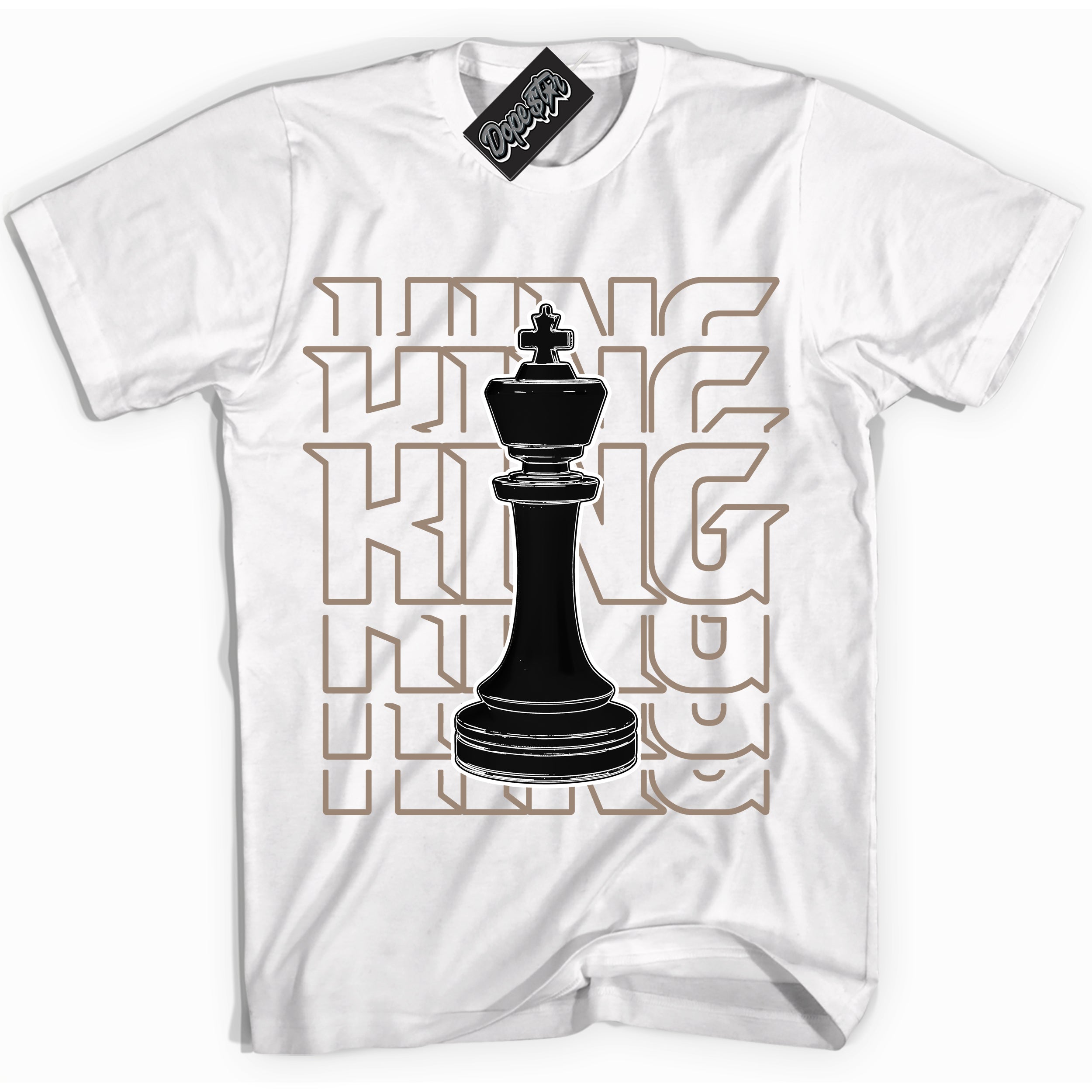 Cool White Shirt with “ King Chess ” design that perfectly matches Latte 1s Sneakers.