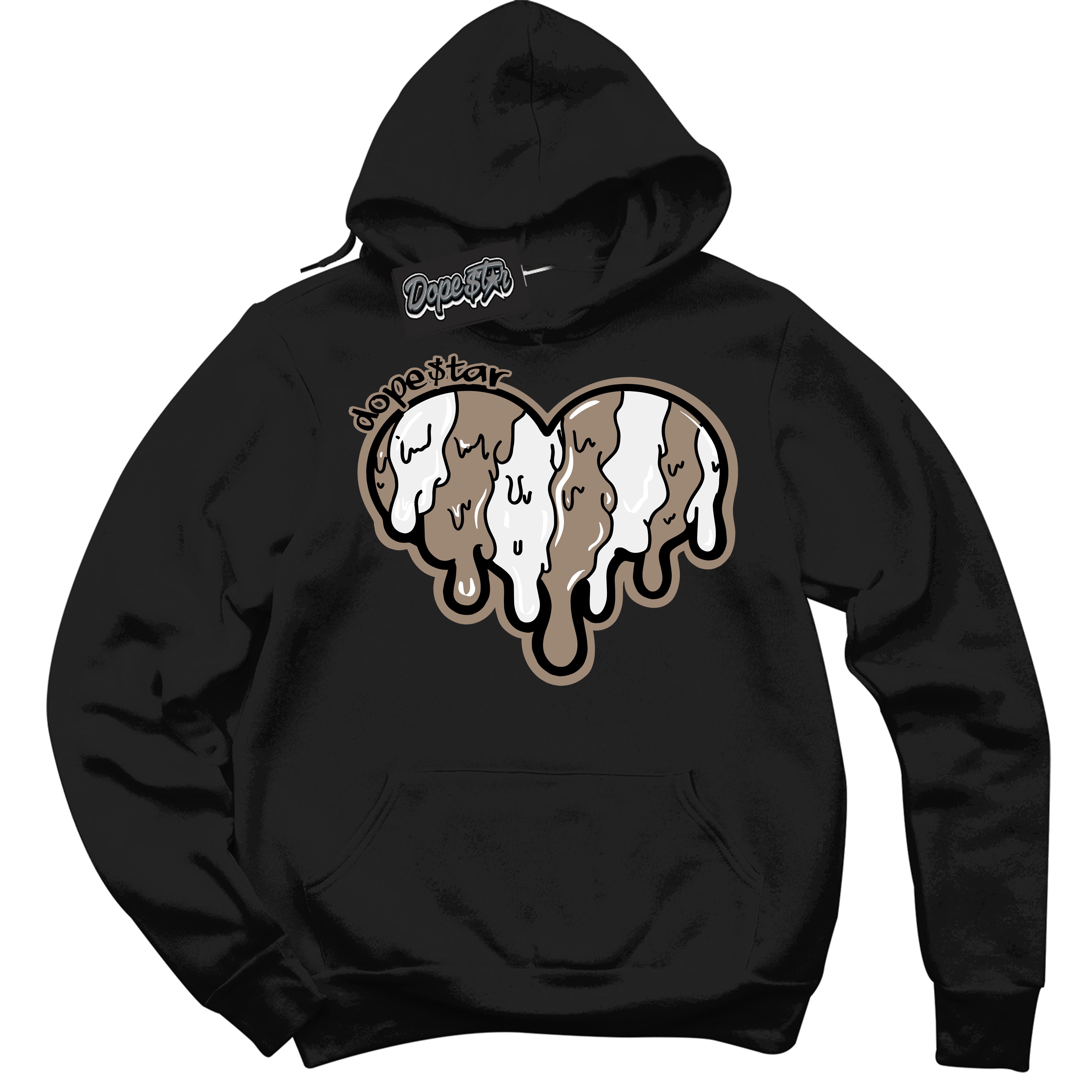 Cool Black Hoodie with “ Melting Heart ”  design that Perfectly Matches  Latte 1s Sneakers.