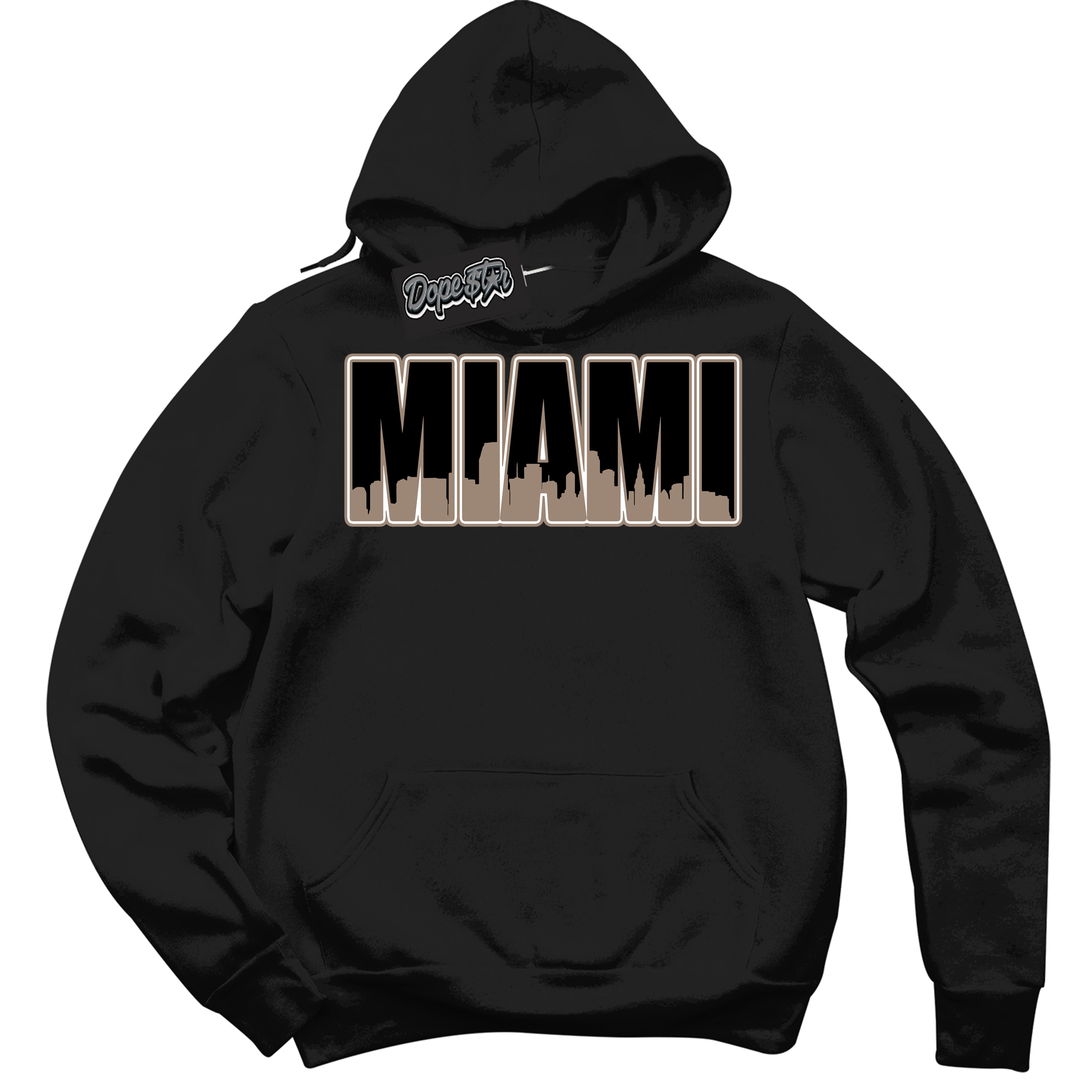 Cool Black Hoodie with “ Miami ”  design that Perfectly Matches  Latte 1s Sneakers.