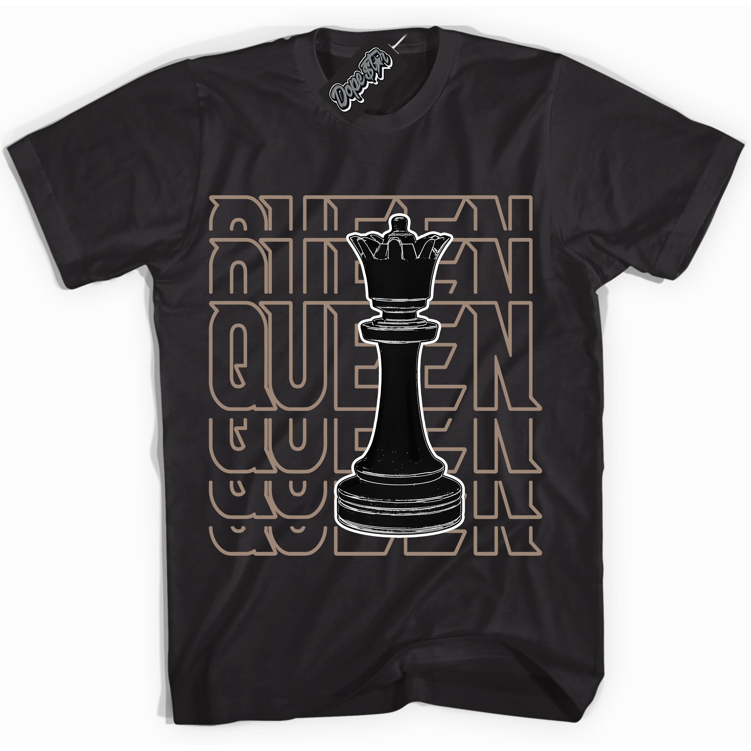 Cool Black Shirt with “ Queen Chess ” design that perfectly matches Latte 1s Sneakers.