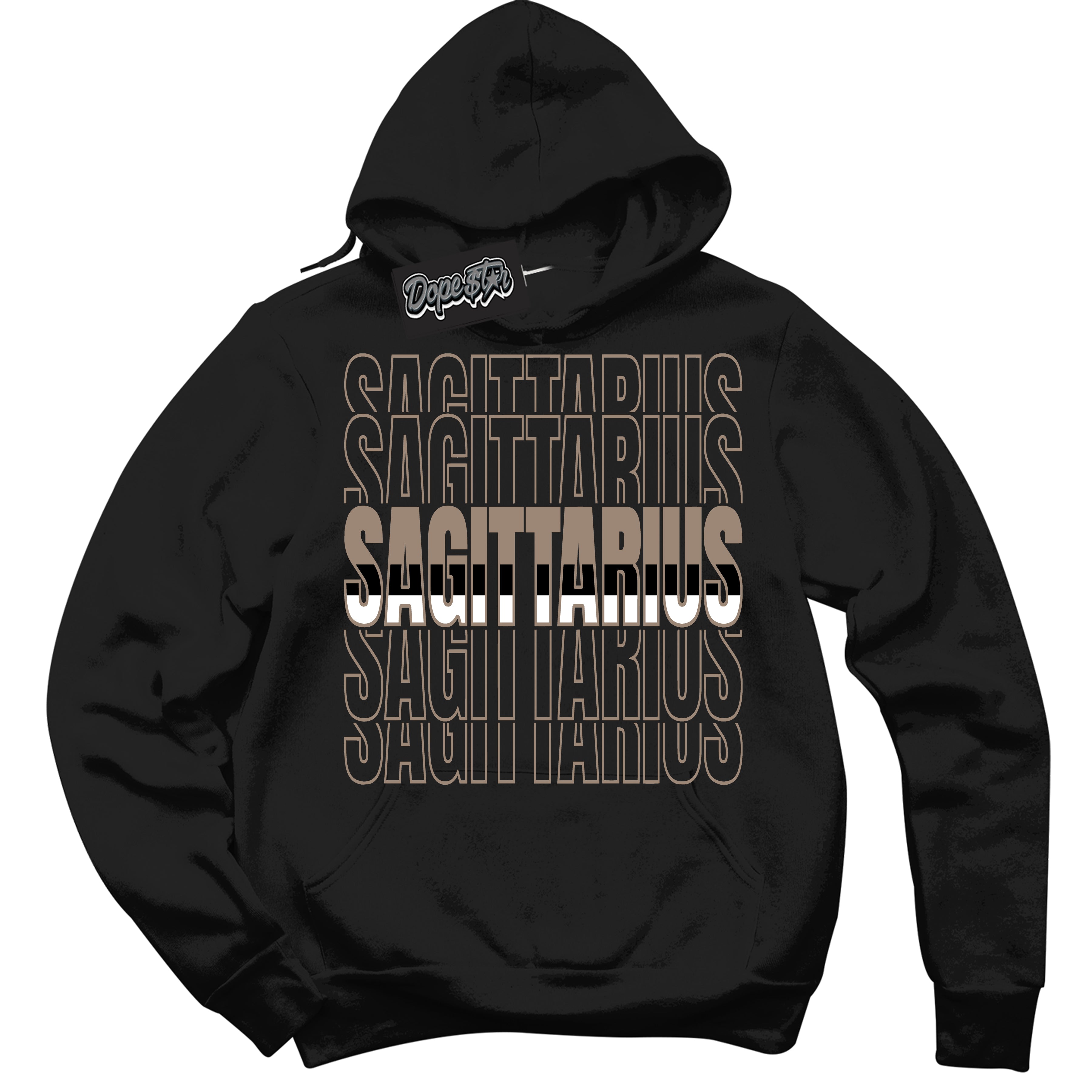 Cool Black Hoodie with “ Sagittarius ”  design that Perfectly Matches  Latte 1s Sneakers.