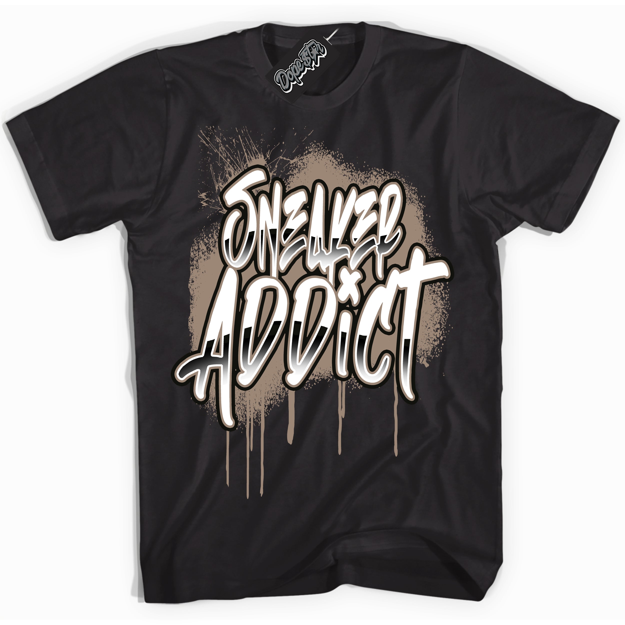 Cool Black Shirt with “ Sneaker Addict ” design that perfectly matches Latte 1s Sneakers.